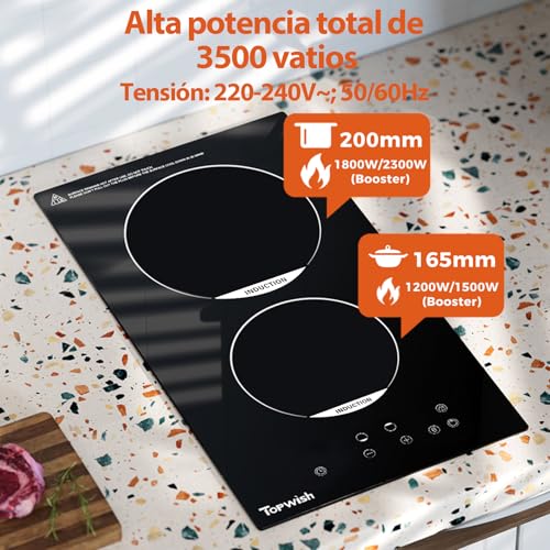 Thumbnail 1 de Topwish placa de inducción de 2 fuegos 30 cm con Booster y cierre de seguridad
