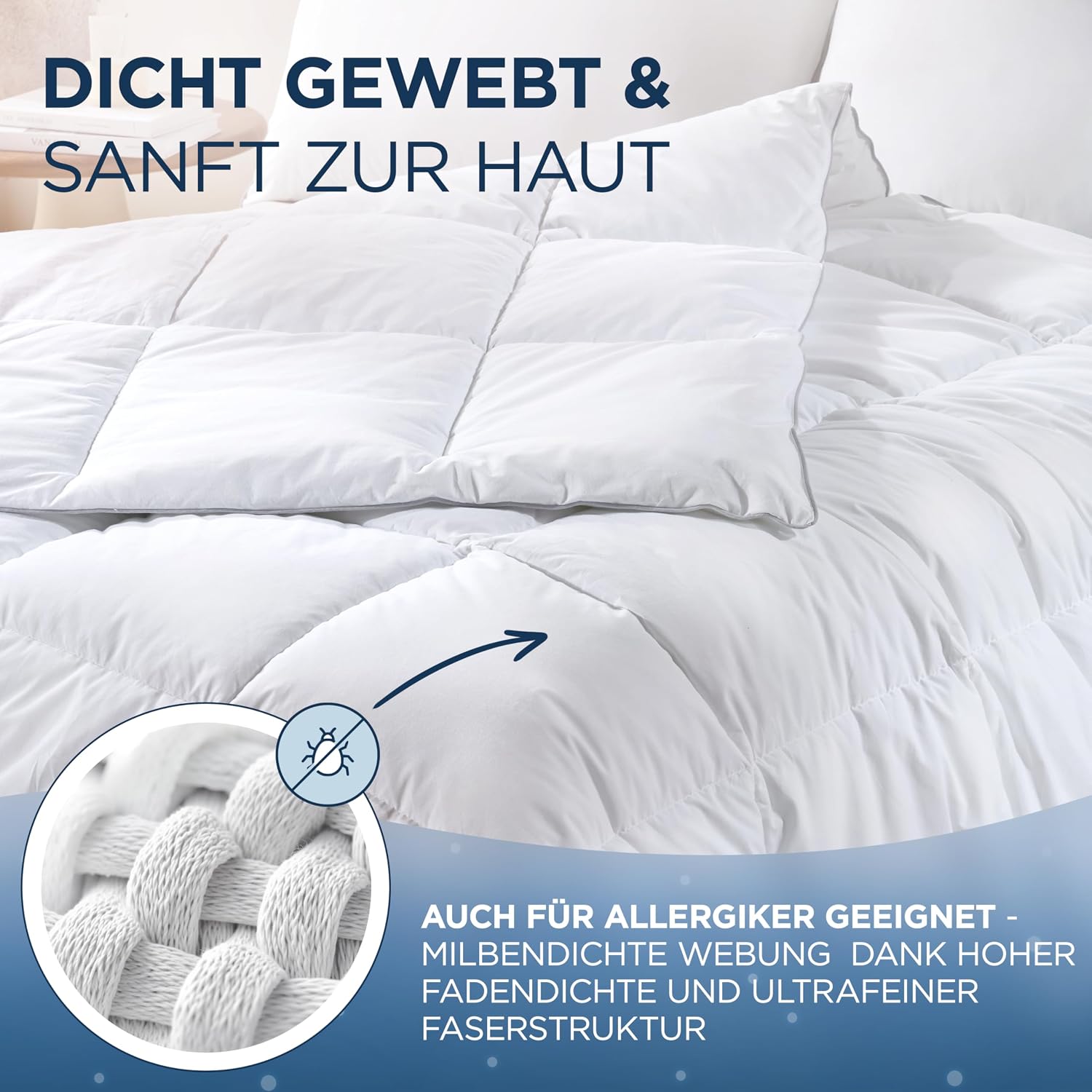 Thumbnail 2 de Samthus Premium Bettdecke 200x200 cm – ganzjährig, Oeko-Tex & Dermatest zertifiziert, Bezug aus 100% Baumwolle
