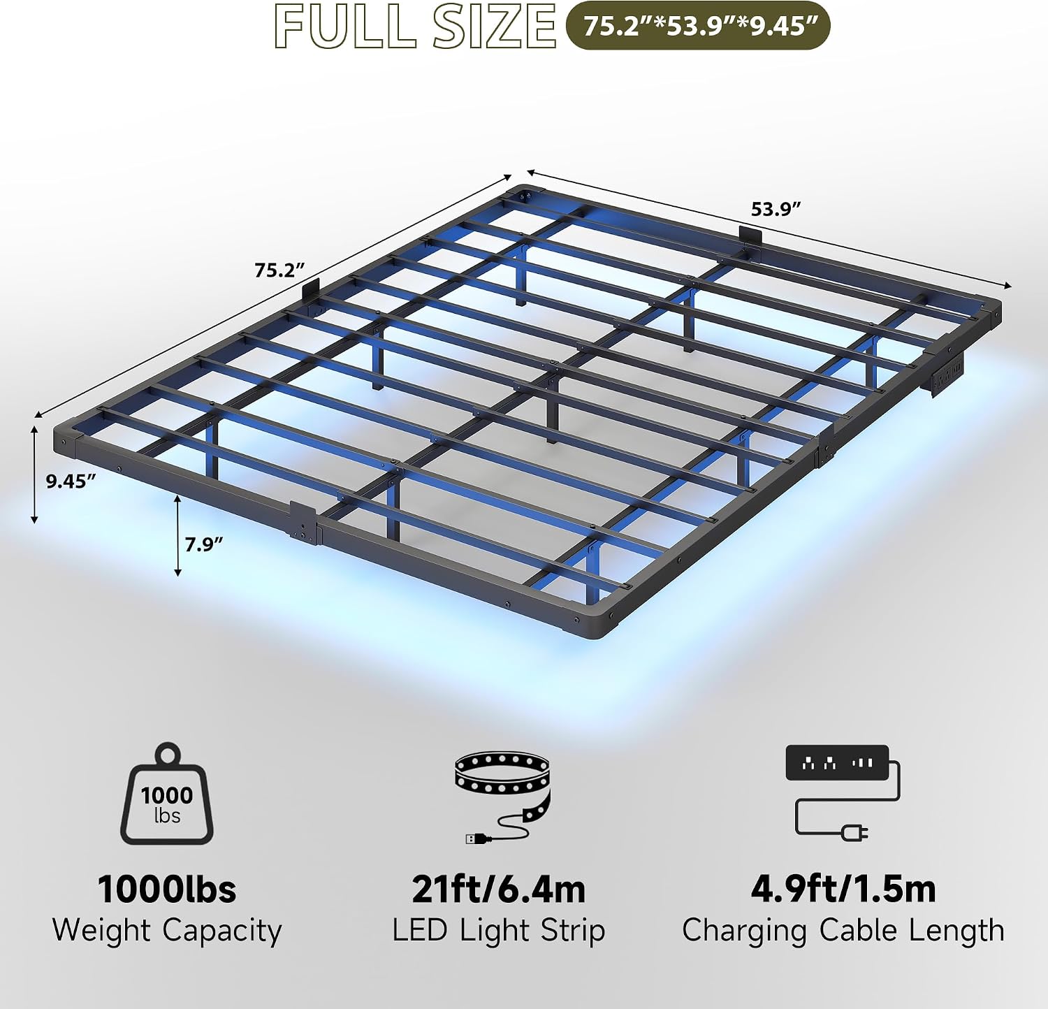 Detalle de MORICAD Floating Bed Frame, Full Size