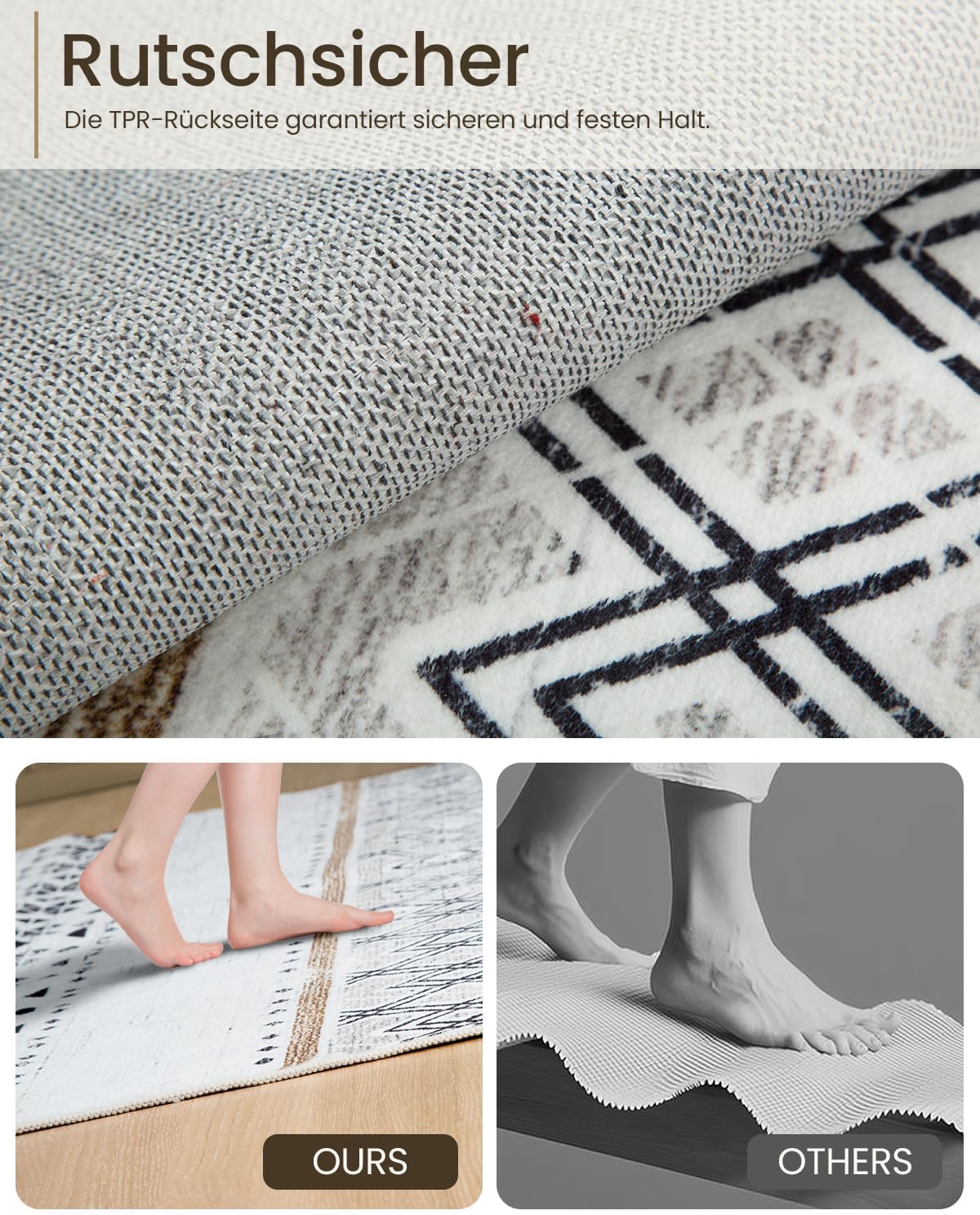 Thumbnail 3 de DEFYNEE tapis lavable machine 240x300 cm à poil court en polyester (brun noir) – salon, chambre