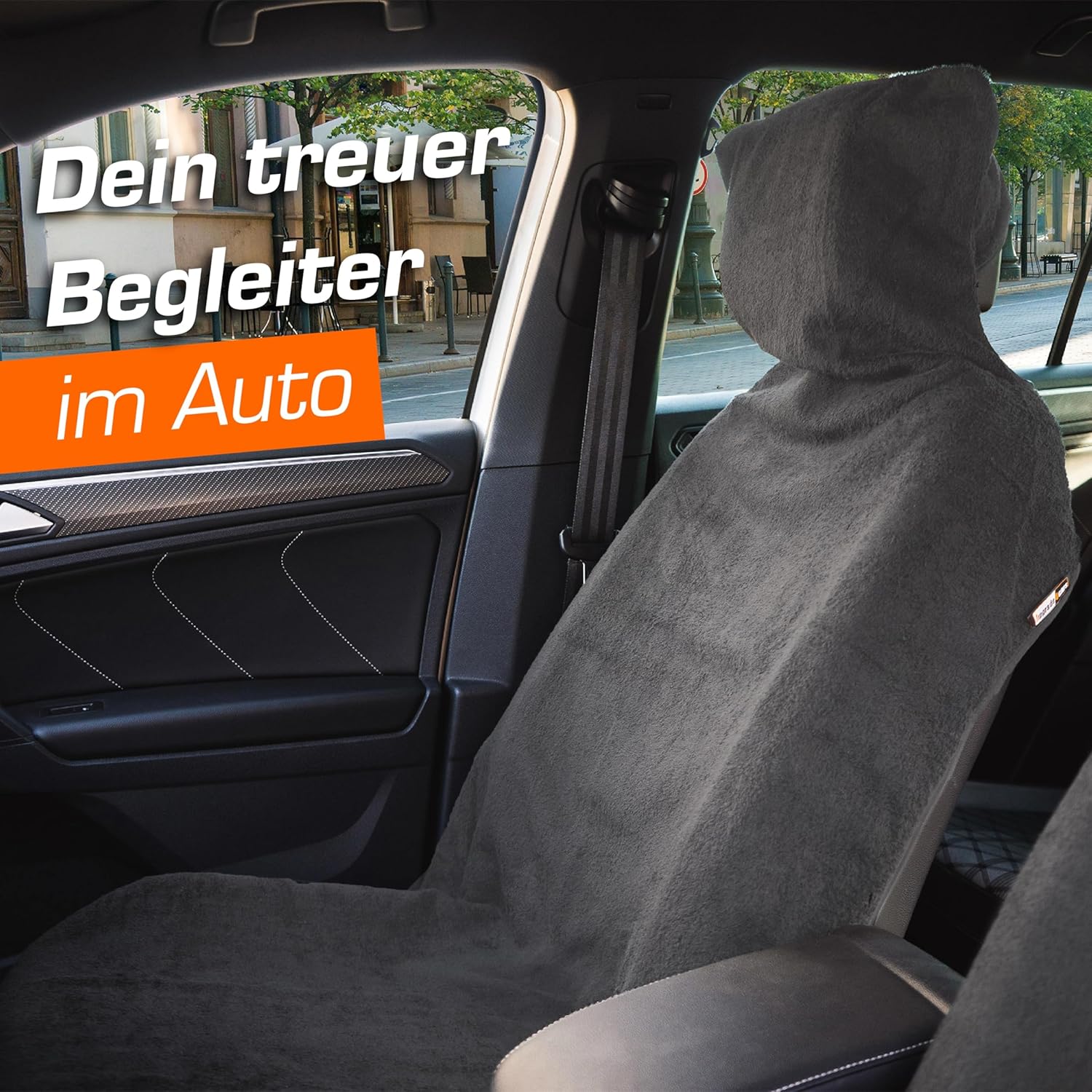 Detalle de Upgrade4cars Frottee Autositzschoner für Vordersitze – 2er Set, Baumwolle, Grau