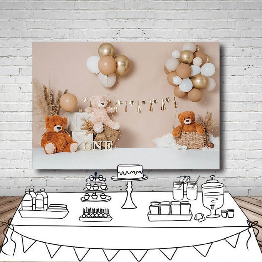 Thumbnail 4 de MEHOFOND 7x5ft Bohemian 1st Birthday Boy Photography Background (fabric, no stand)