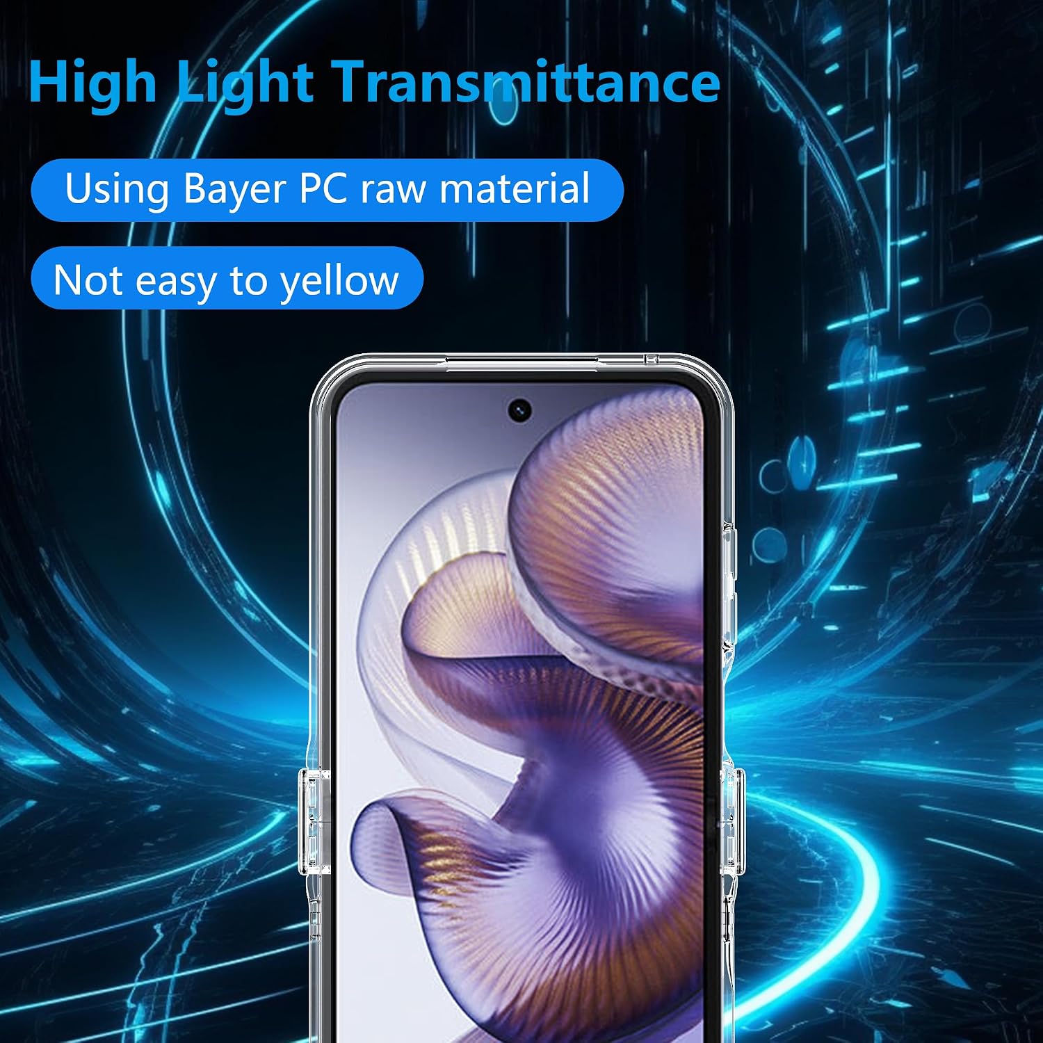 Detalle de FDHYFGDY Hülle für Xiaomi Mix Flip 2 – transparente, rutschfeste PC-Schutzhülle