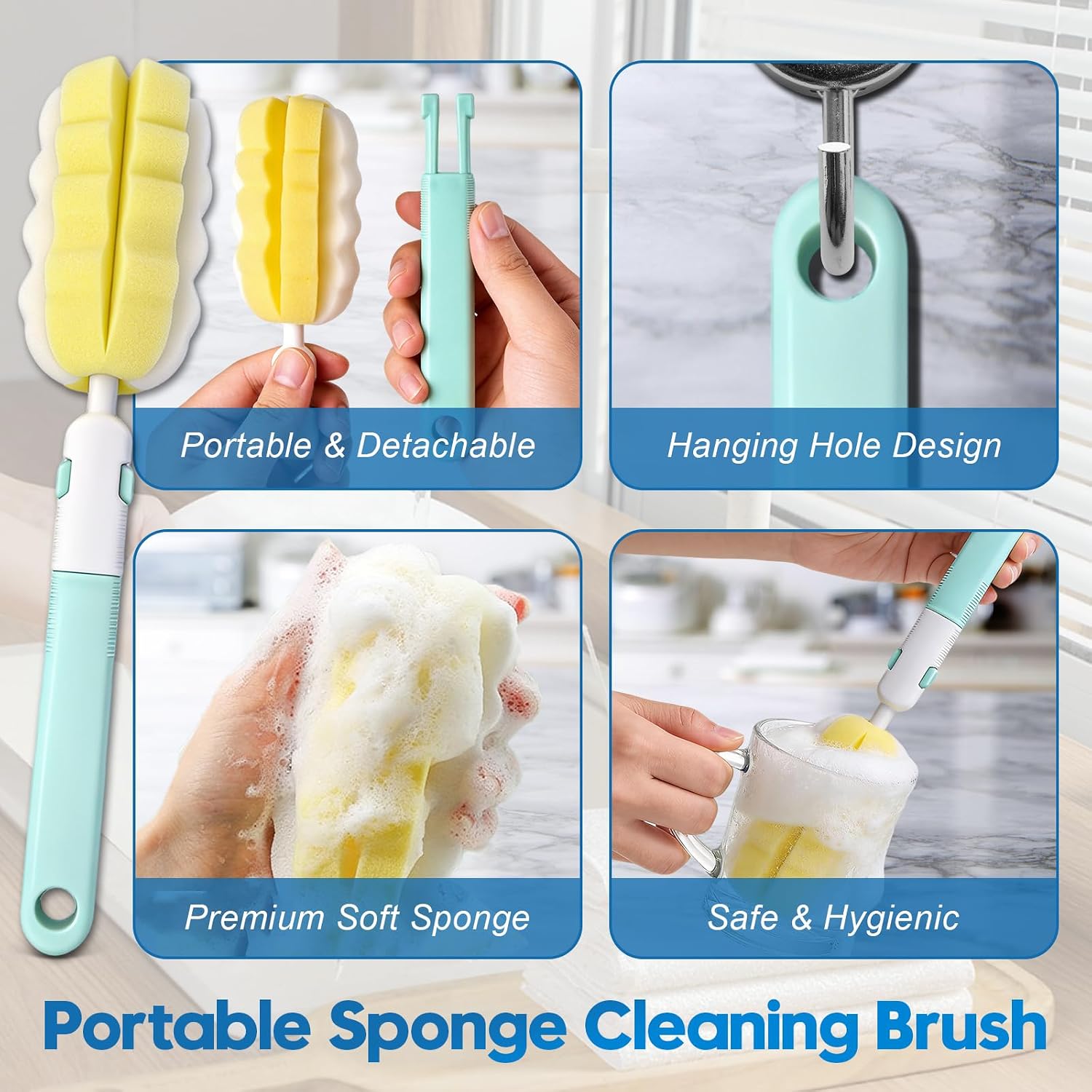 Thumbnail 4 de 14Pcs Bottle Brush Cleaner Set: Long Handle Brushes, Sponge Brush & 3-in-1 Go-To Kit
