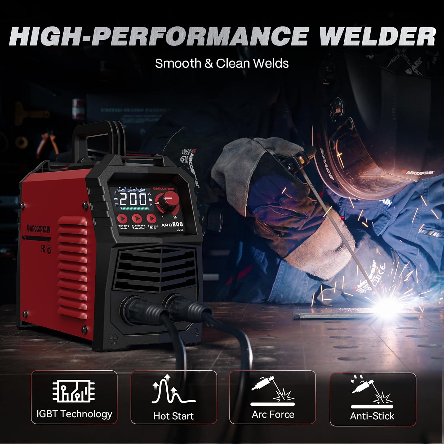 Detalle 1 de ARCCAPTAIN ARC200 200A Stick Welder, 110V/220V, Lift TIG and Synergic Control