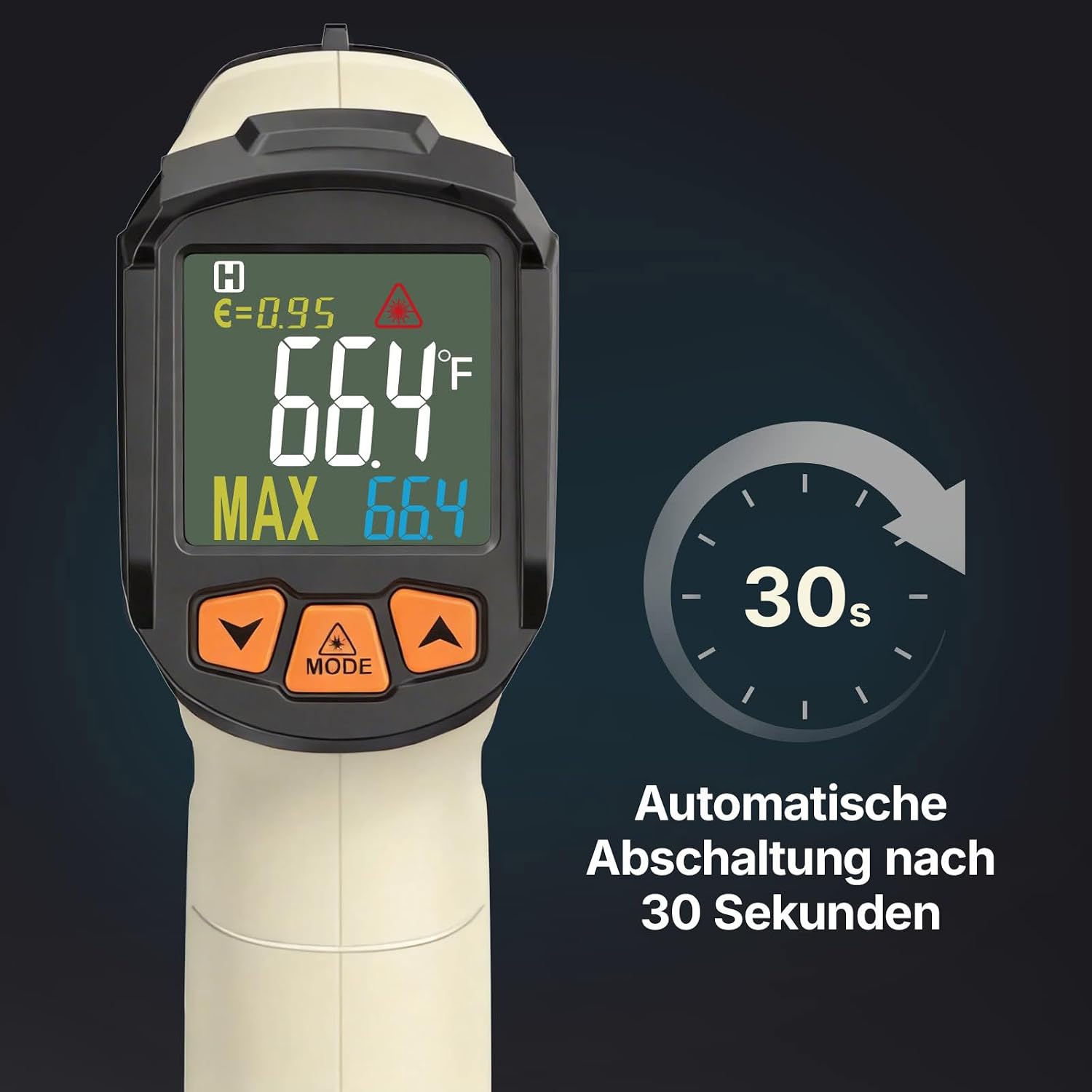 Detalle de Infrarot Thermometer von Tilswall – -50 bis 800 °C, K-Sonde, LCD Display (nicht für Menschen)