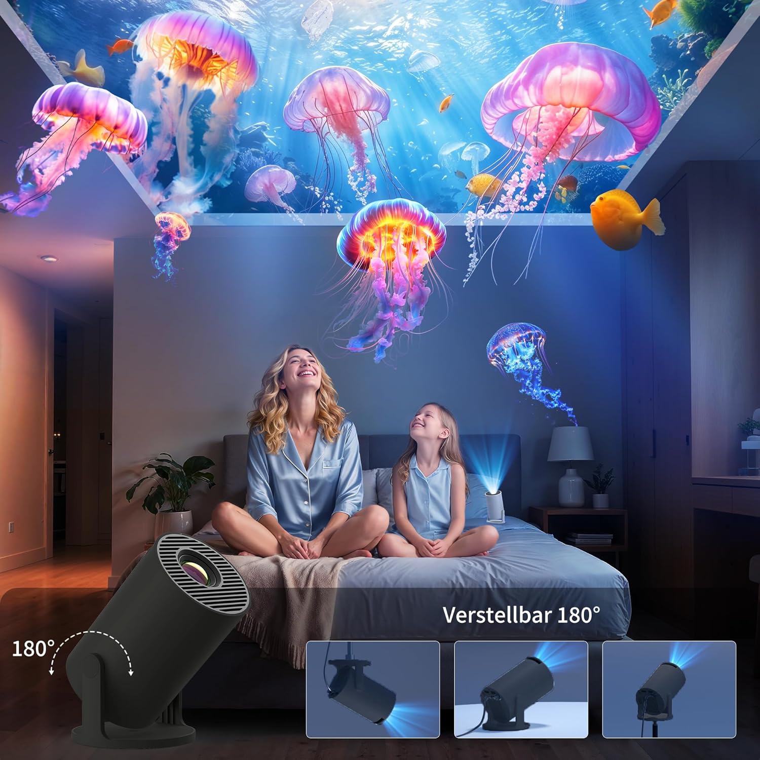 Detalle de Yoton Y4PRO Mini Beamer (tragbar) mit Wi‑Fi 6, Bluetooth 5.4, 720p nativ & 1080p-Unterstützung, Schwarz