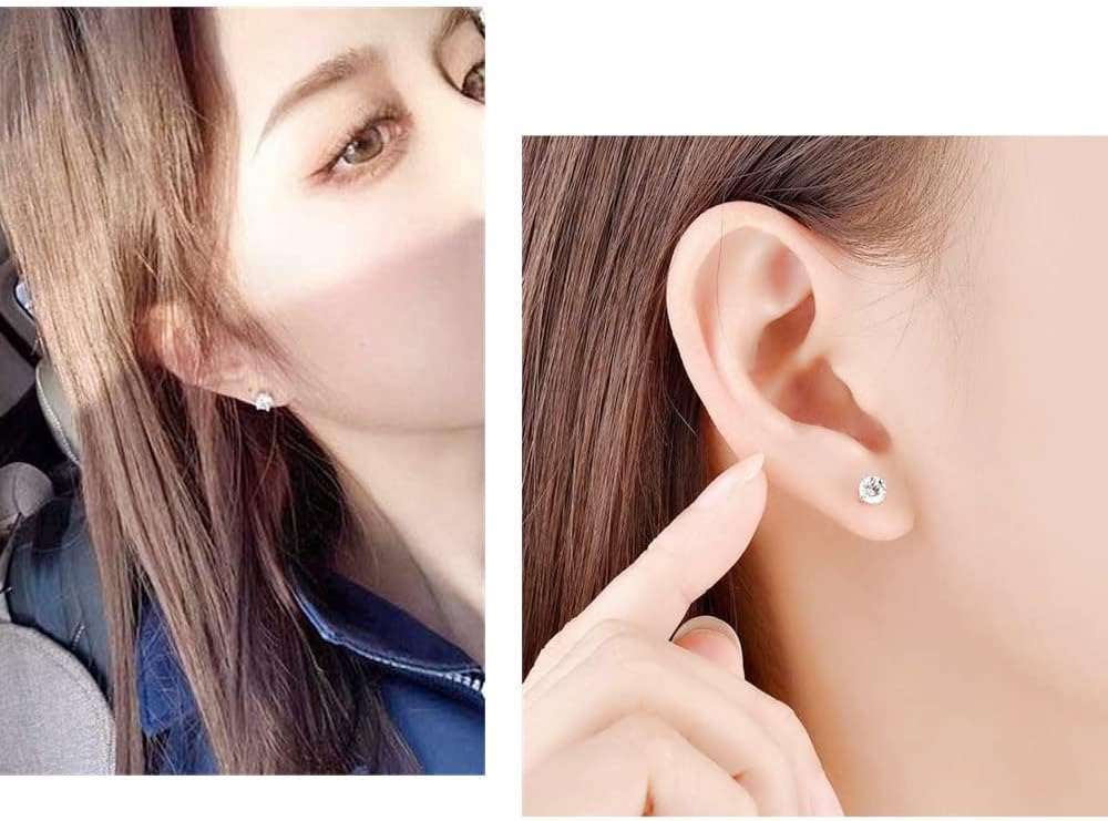 Detalle de JewelryWe Edelstahl Ohrstecker mit Zirkonia – 3–8 mm Durchmesser, wechselbare Größen