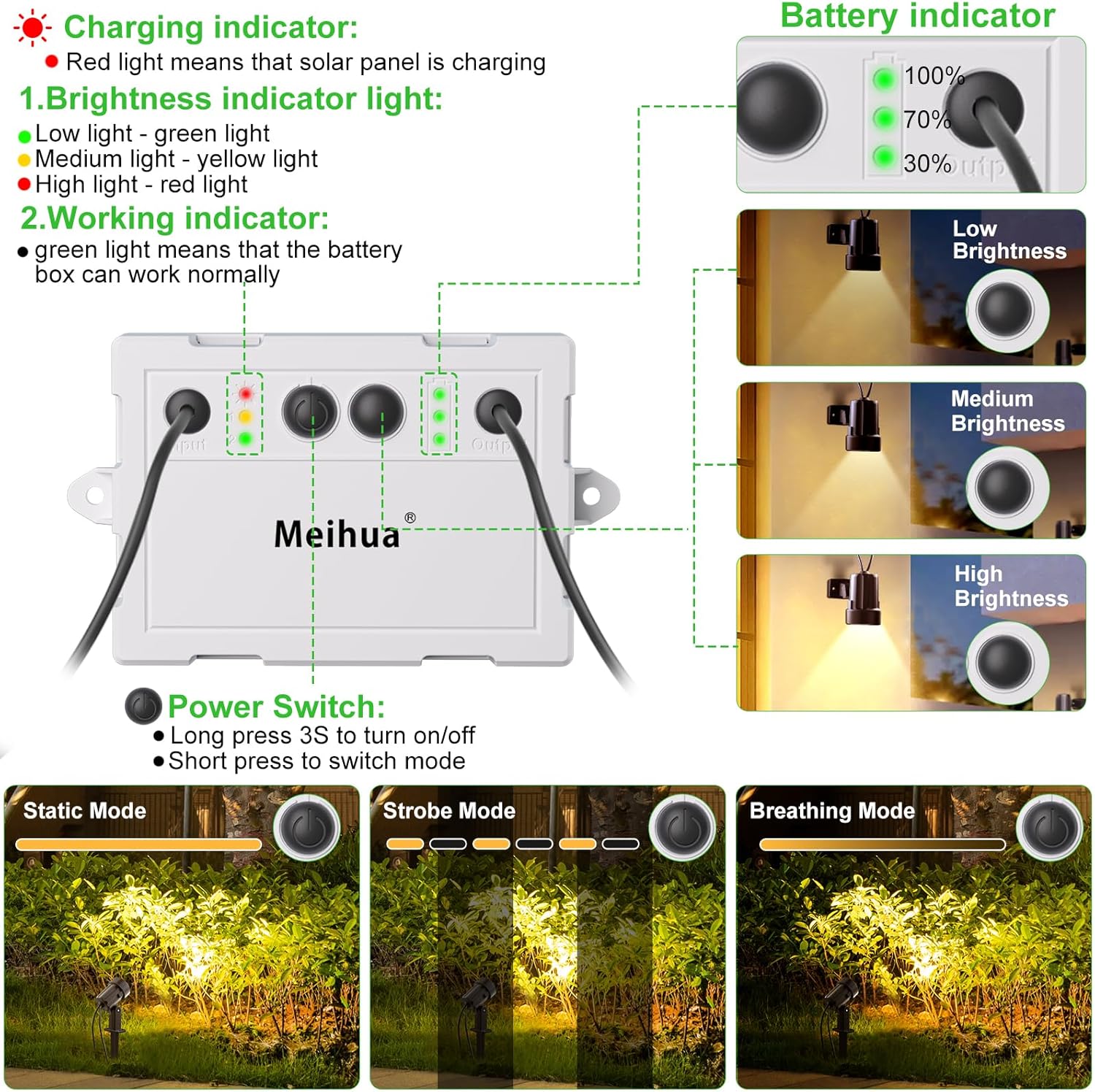 Thumbnail 4 de MEIHUA solar spot lights outdoor garden (4 in 1) 2700K warm white, IP66