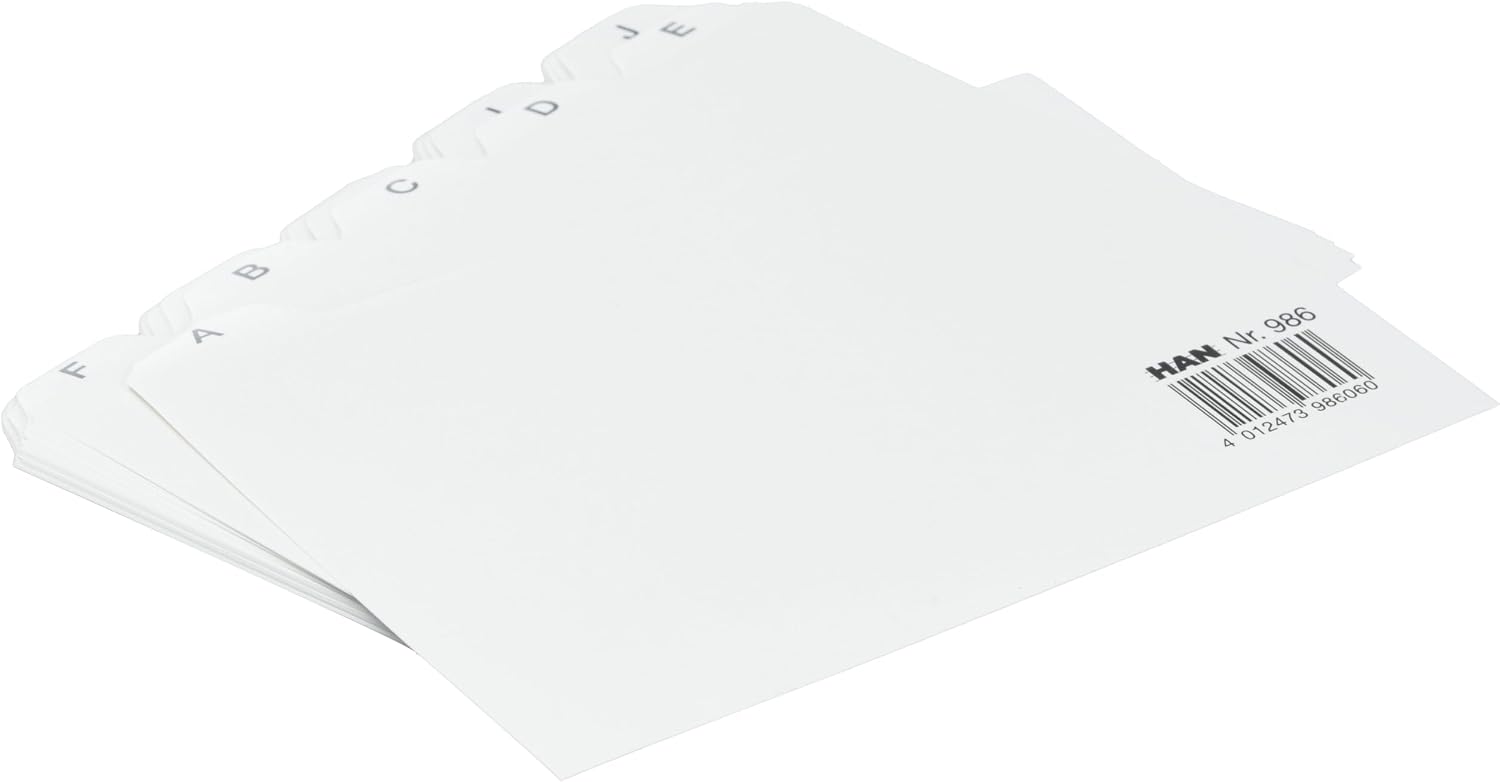 Detalle de HAN 986: Intercalaires alphabétiques A-Z pour fiches DIN A6 (gris) – 25 pièces