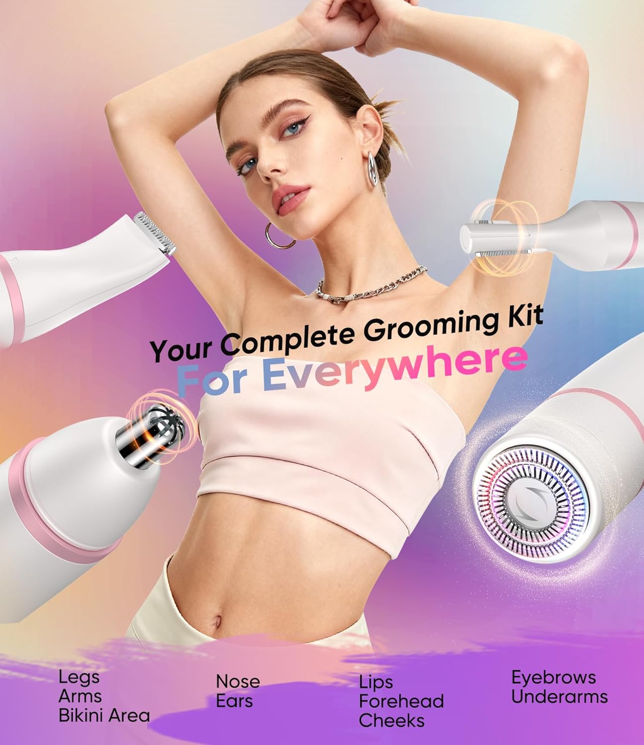 Detalle de Facial Hair Remover 4‑in‑1 USB‑C, 4‑level battery indicator 🔌