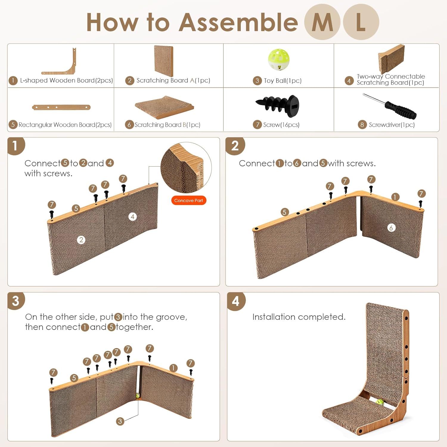 Thumbnail 6 de EHEYCIGA L Shape Vertical Cat Scratcher – 68cm High Cardboard Scratching Board for Indoor Cats