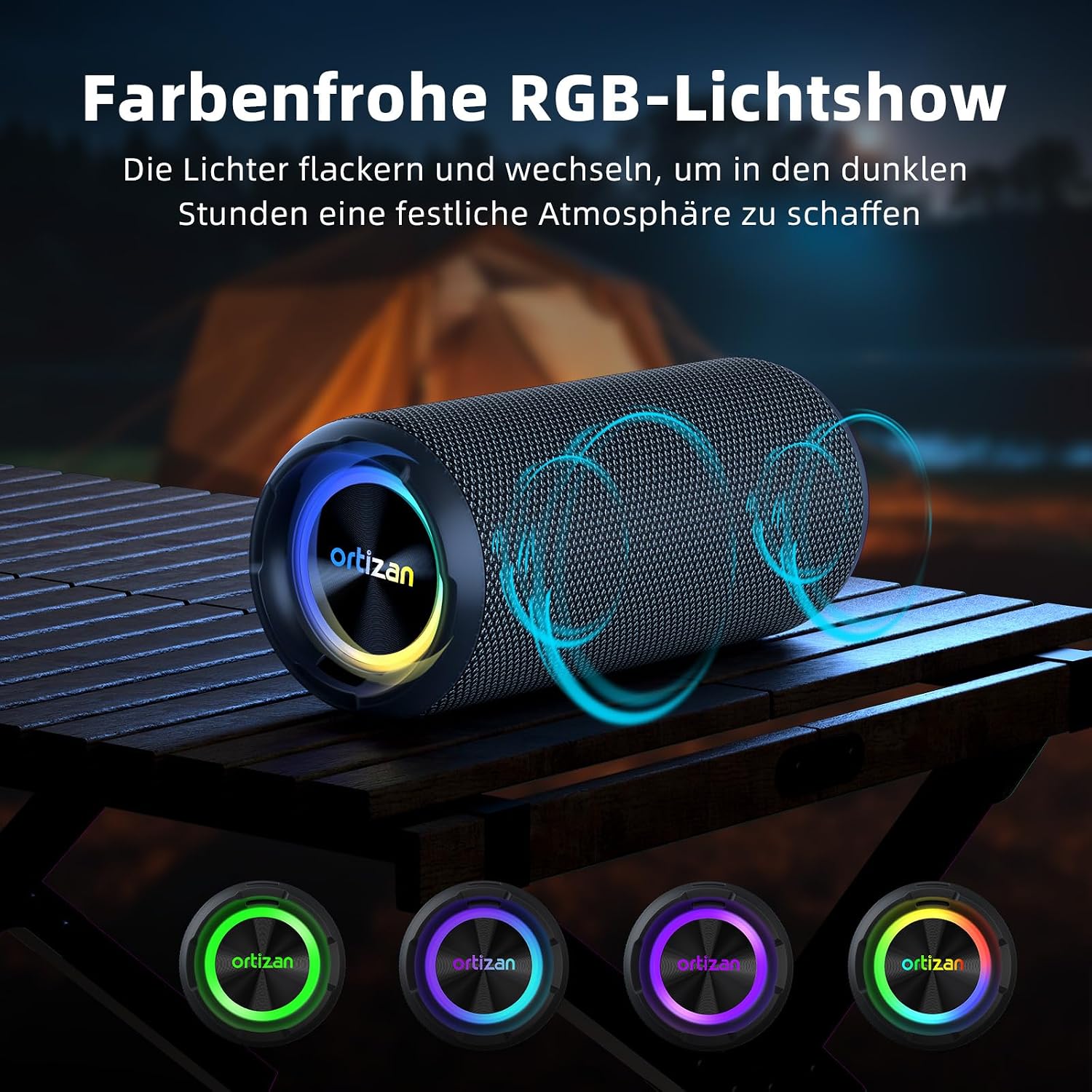 Thumbnail 6 de Ortizan X8 Pro 40W Bluetooth Lautsprecher: IPX7, 30 Std., RGB Licht, Freisprecheinrichtung