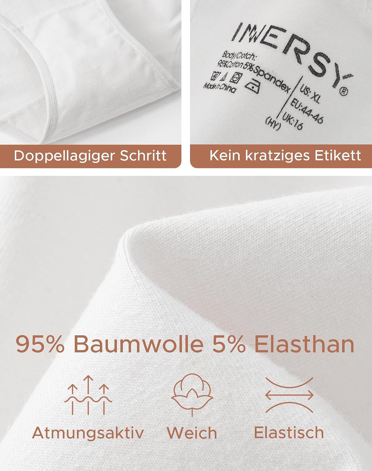 Detalle de INNERSY Großgrößen Damen Taillenslip Baumwolle High Waist 44-62 – 4er Pack