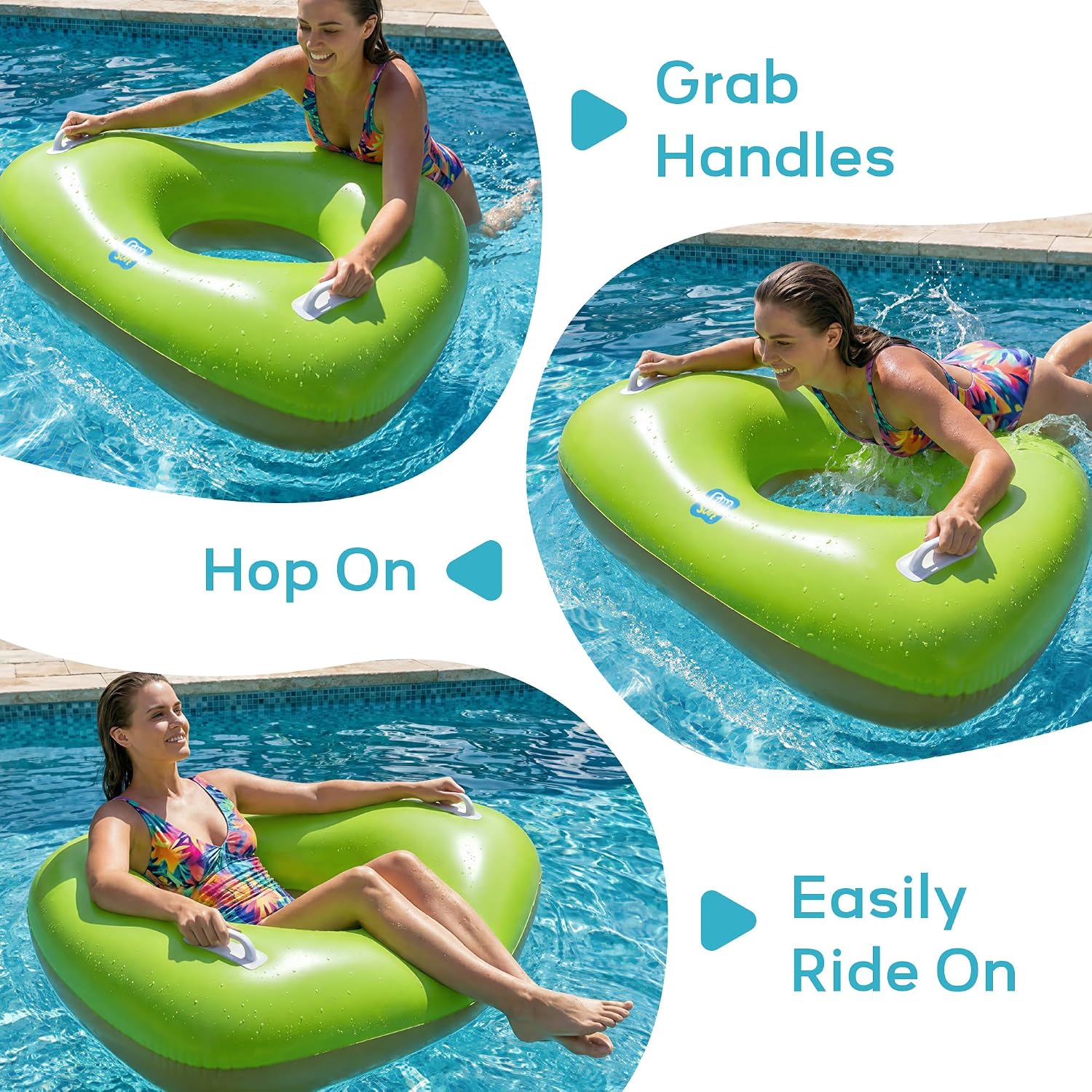 Detalle de Funscape 44" Triangle Inflatable Pool Float Tubes (2 Pack) — 2-in-1 Lounge or Ring