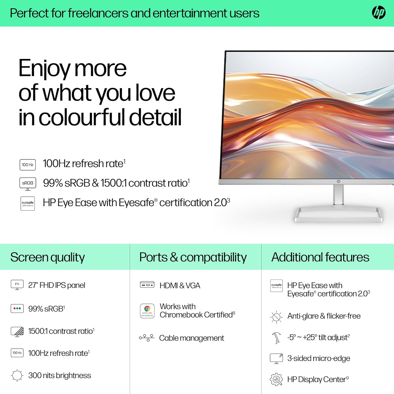 Thumbnail 2 de HP Series 5 27" FHD Monitor (527sf): A balanced, comfortable setup for everyday work and play
