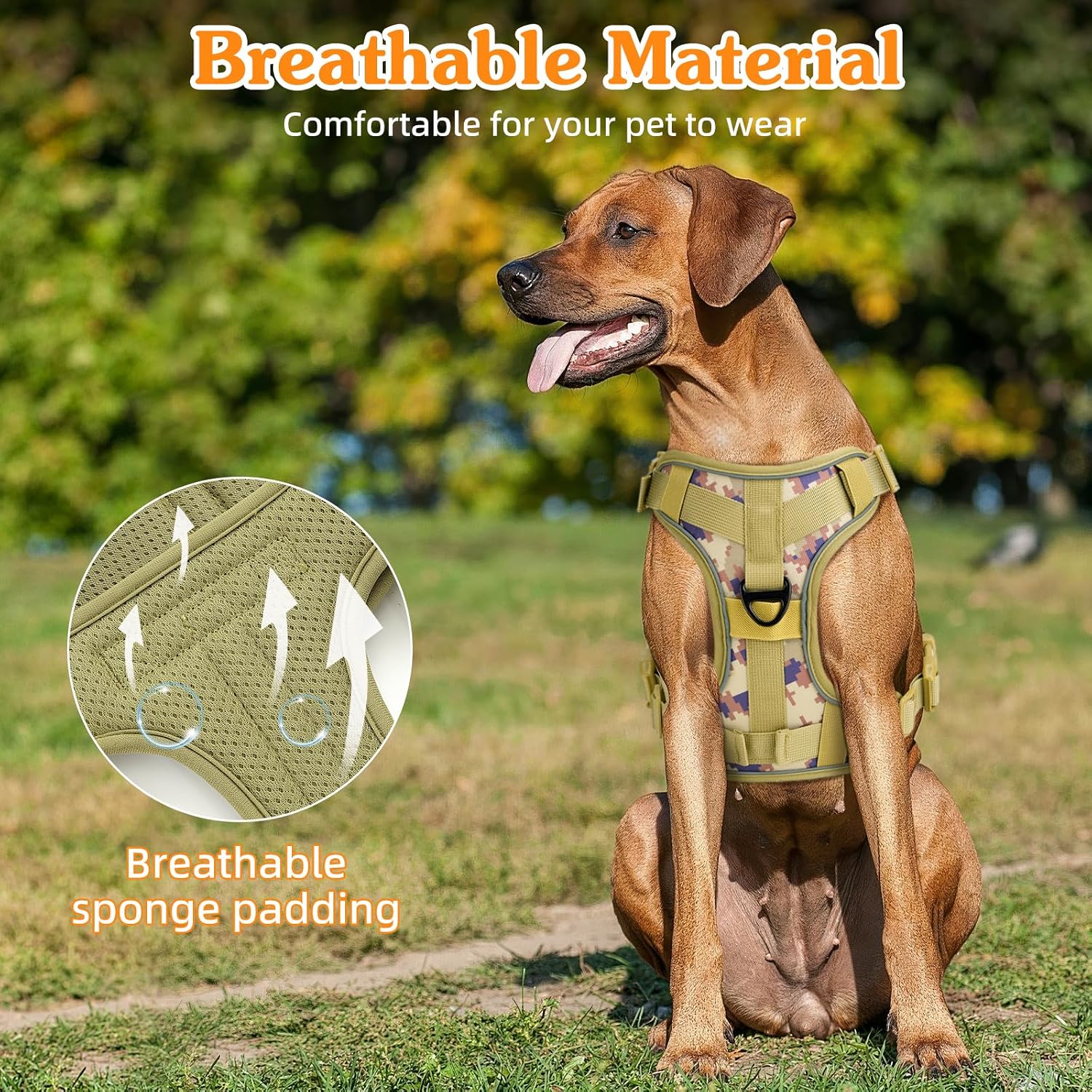 Thumbnail 2 de VavoPaw Heavy Duty Tactical Dog Harness for Large Dogs (Desert Camouflage, Size M)