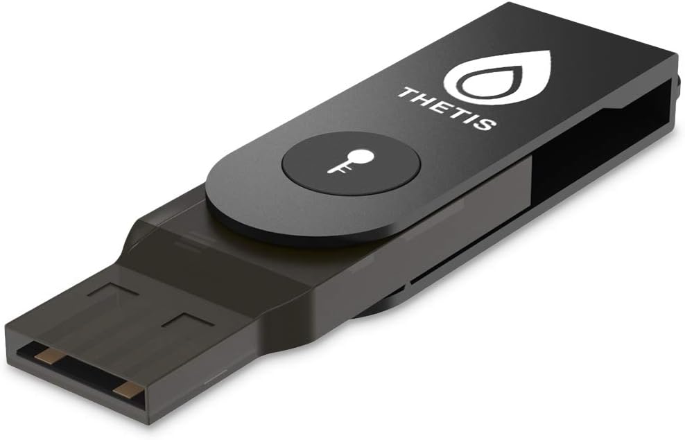 Detalle de FIDO2 Security Key with Folding Design by Thetis – Universal USB Type A 2FA for Windows, Linux, and more