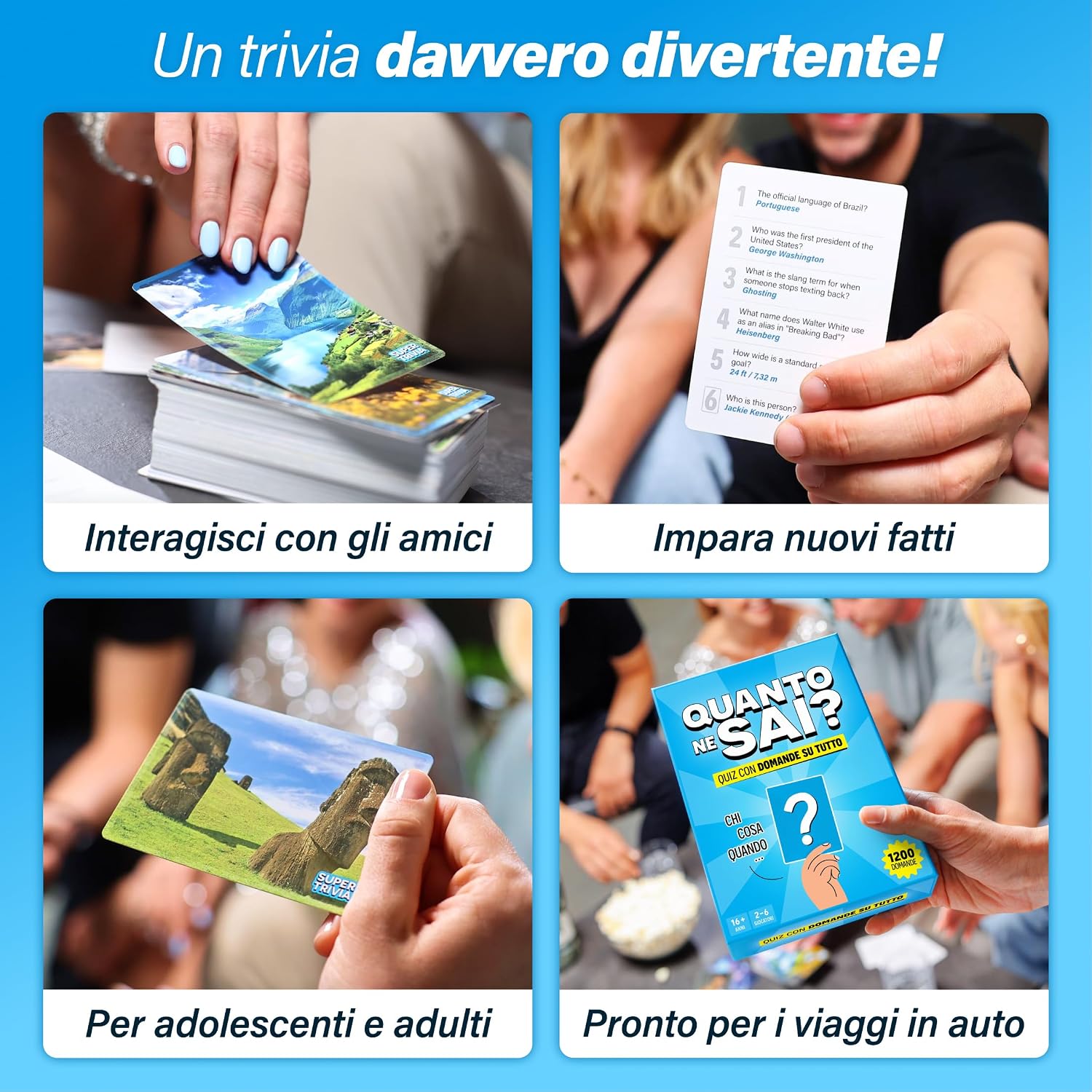 Detalle de Quanto ne sai? – Versione Italiana The World Game, gioco di trivia da tavolo per adulti e famiglie (1200 domande)