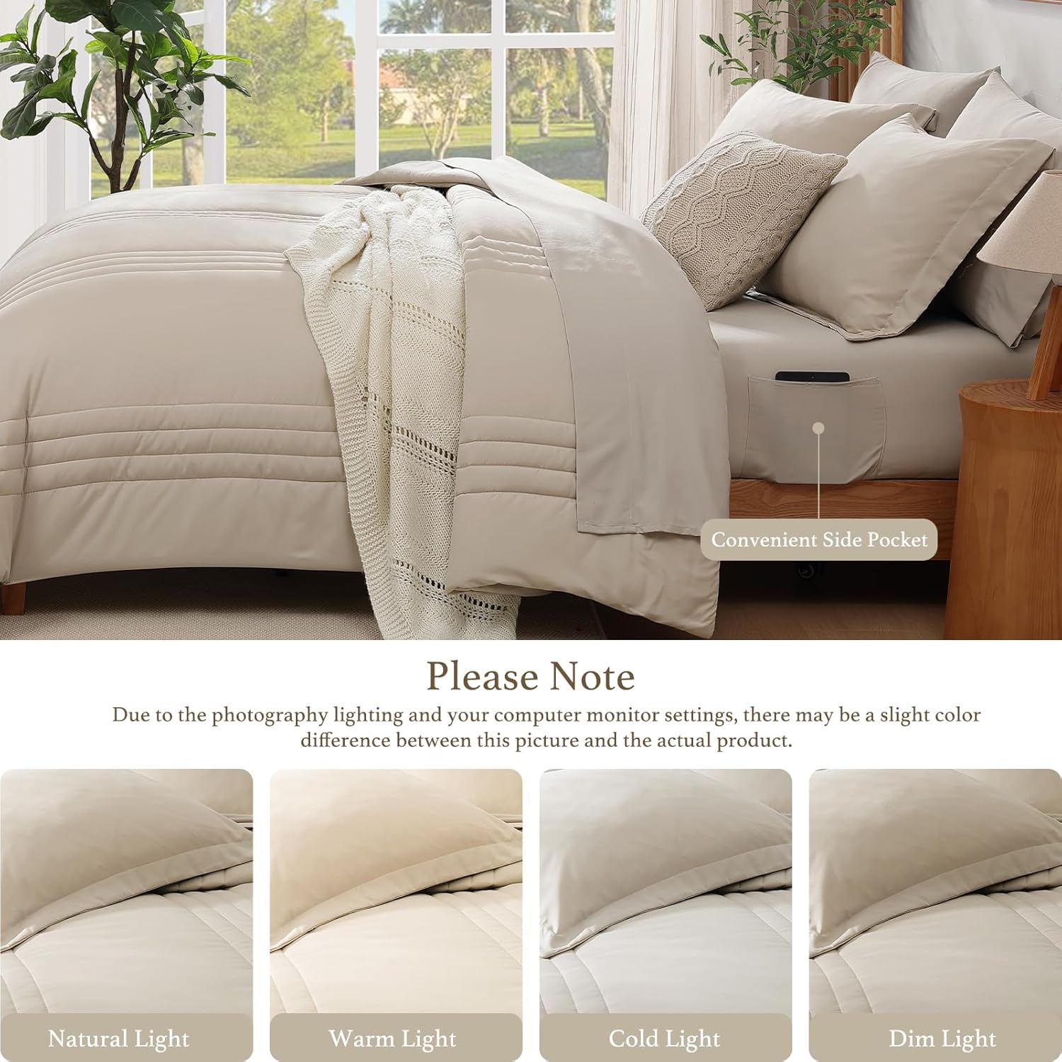 Thumbnail 4 de Monbix King Size Comforter Set (7-Piece) Bed in a Bag in Apricot Beige