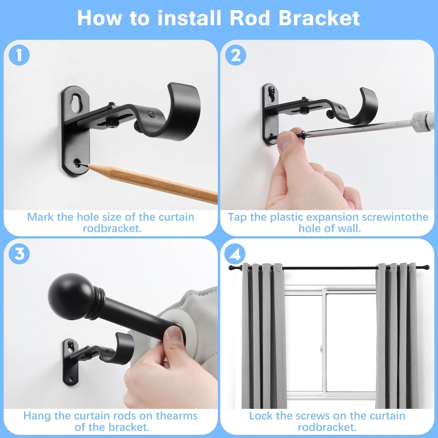 Thumbnail 4 de AMZSEVEN Curtain Rods 60 IN Adjustable