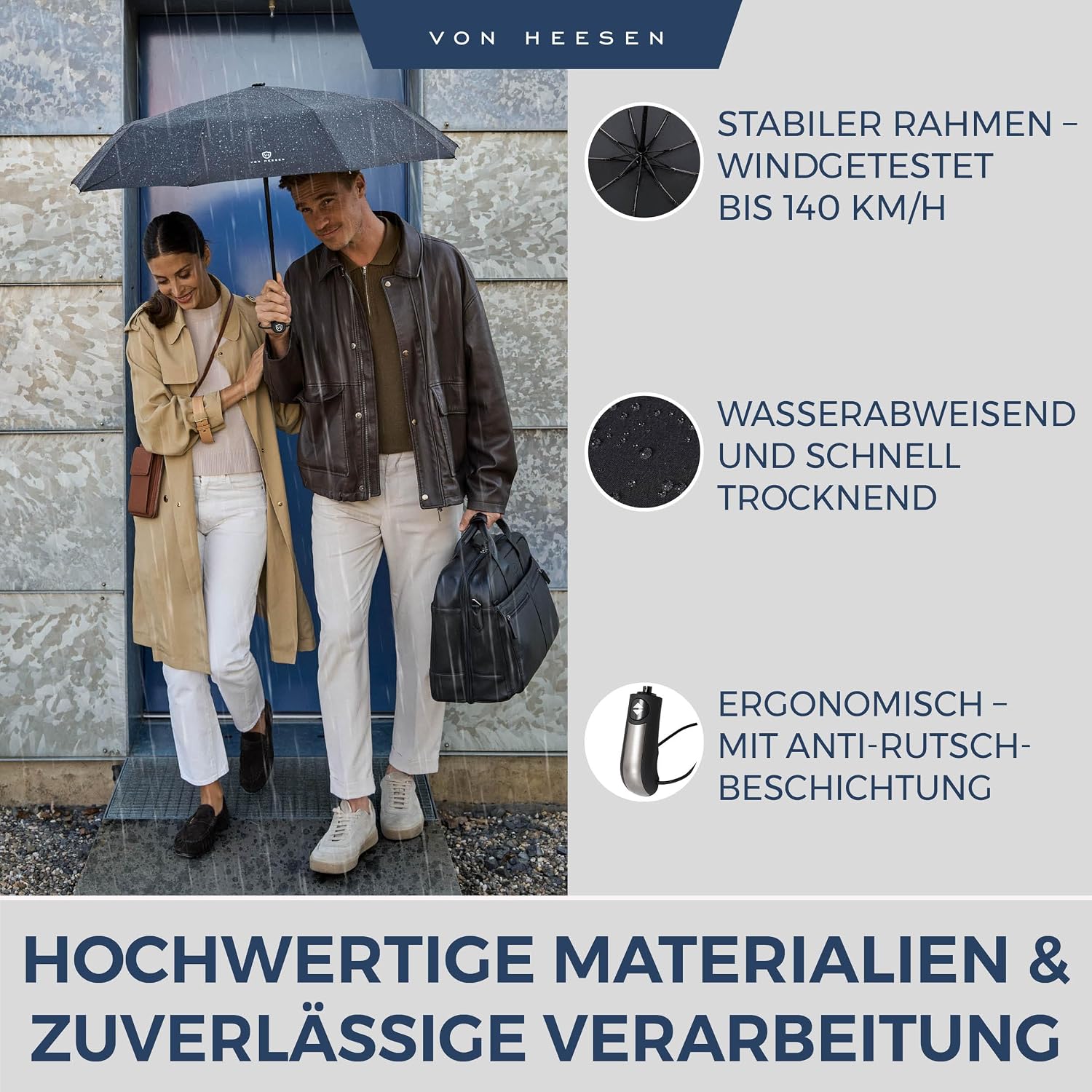 Detalle de VON HEESEN Regenschirm sturmfest 140 km/h