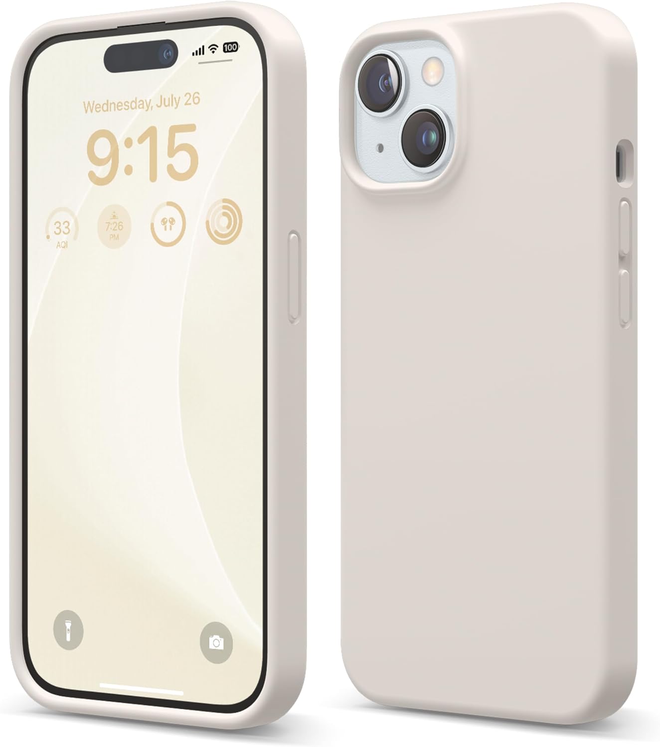 Detalle de elago Coque Silicone Liquide 4 couches anti-choc pour iPhone 15 (Stone) avec microfibre anti-rayures