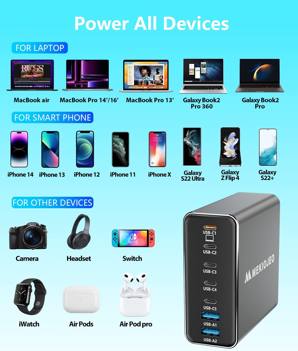 Thumbnail 4 de Aluminum Alloy 260W USB C Charger 7-Port GaN Station🔌