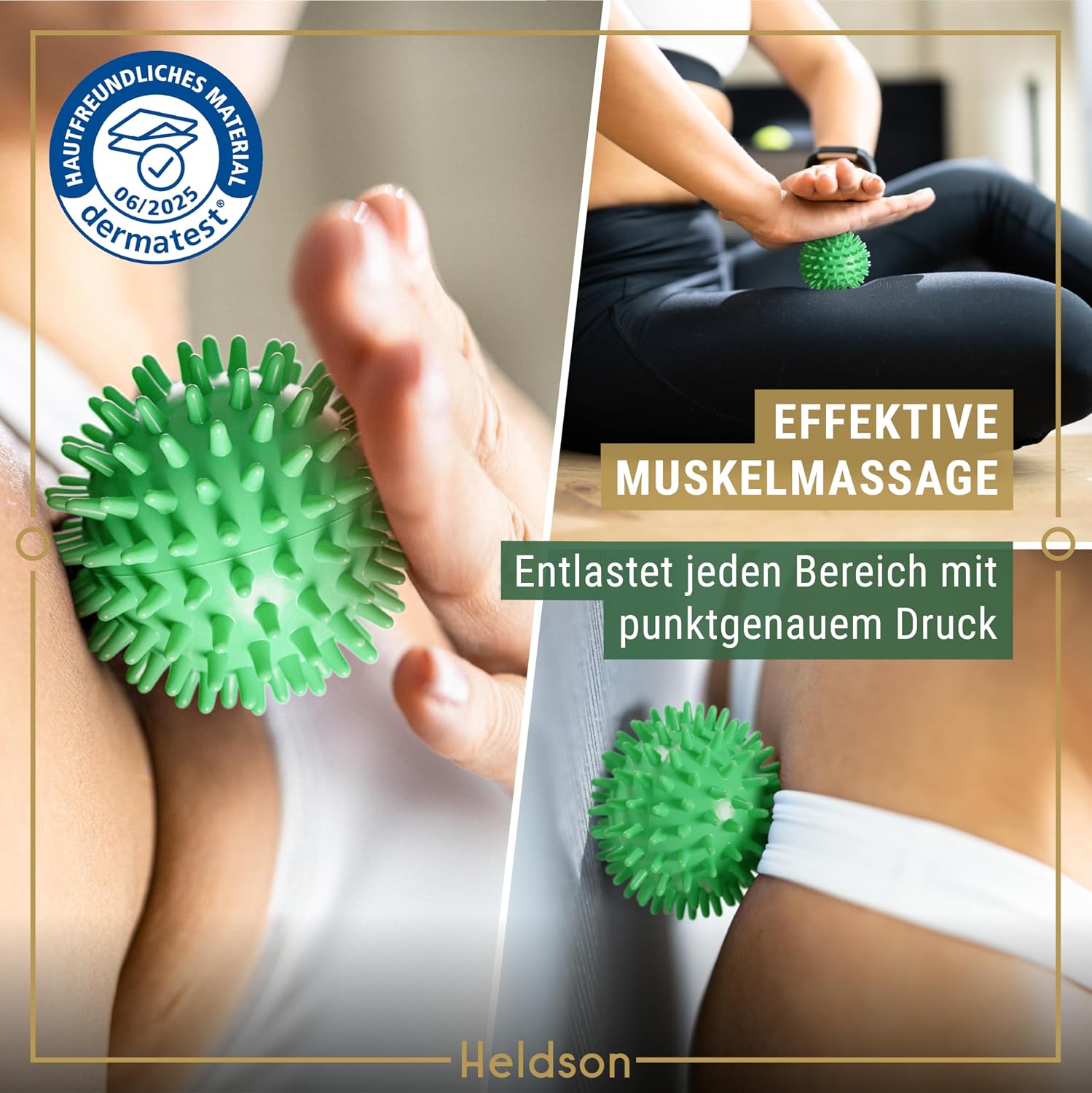 Thumbnail 5 de HELDSON® Premium Massageball 3er Set inkl. Peanut-Ball & Igelbälle für Fuß-, Hand- und Rückenmassage