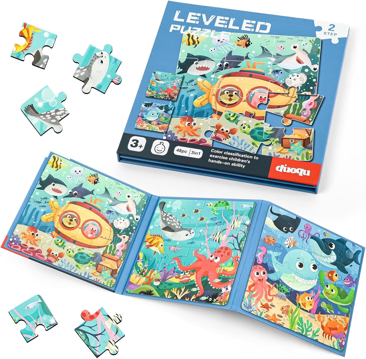 Detalle de Aolso Puzzles Magnétiques pour Tout-Petits – Livre puzzle magnétique d’apprentissage Exploration sous-Marine (3–5 ans)