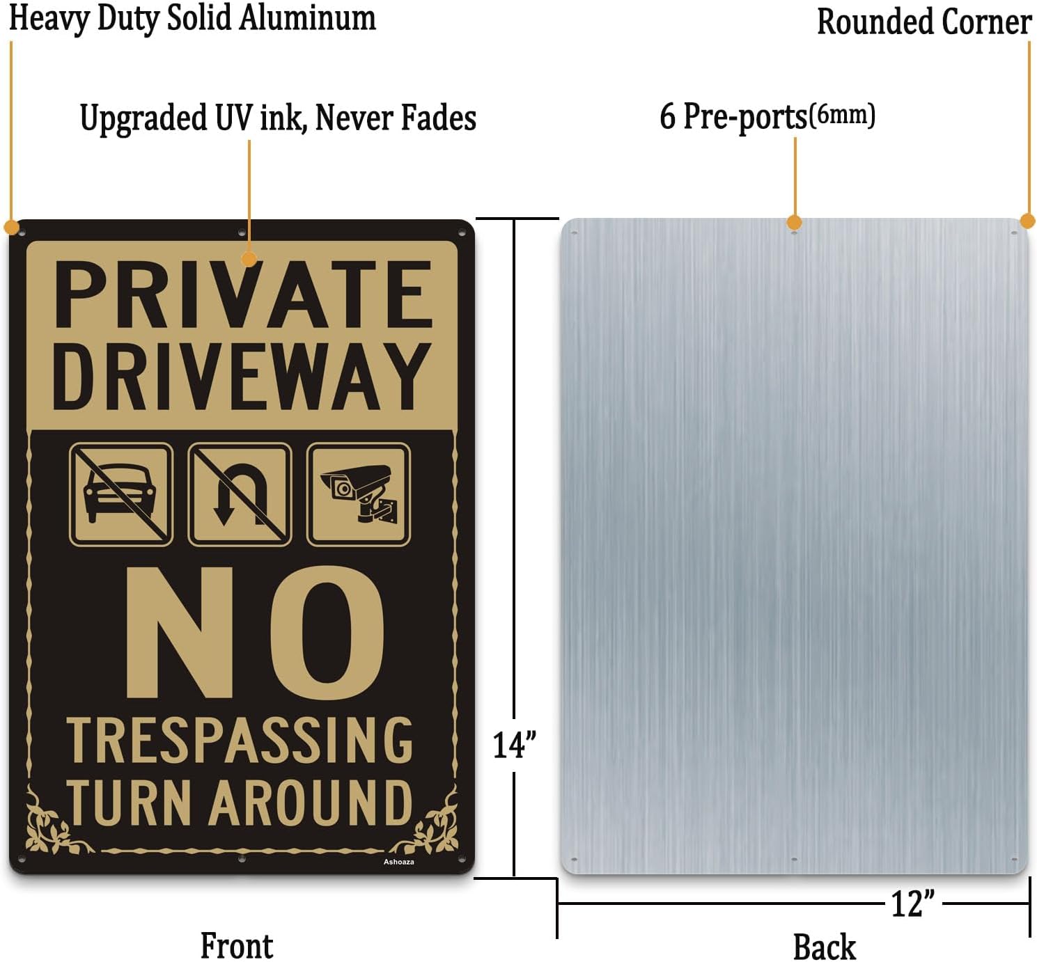 Thumbnail 6 de Ashoaza private driveway sign, 14 x 10-inch