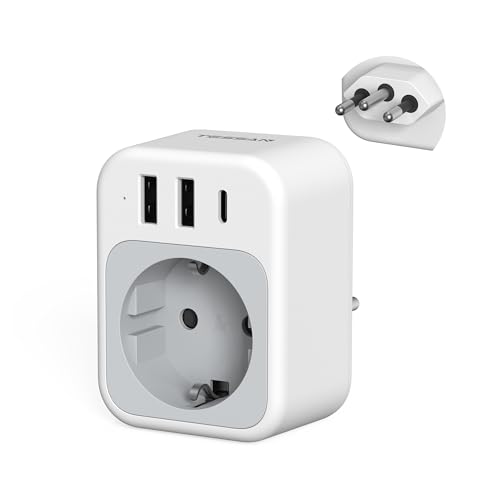 Imagen de Adaptateur Prise Brésil avec USB-C et USB-A par TESSAN – 4 en 1, compact et polyvalent en OfertitasTOP