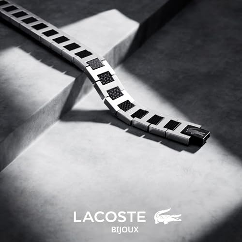 Detalle de Lacoste Bracelet à Maillons Metropole en Acier Inoxydable et Acier Noir – 190 mm