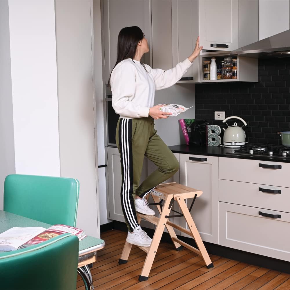 Thumbnail 4 de Foppapedretti Tialzo Tabouret Pliant en hêtre verni, Wengé – 3 marches, 150 kg