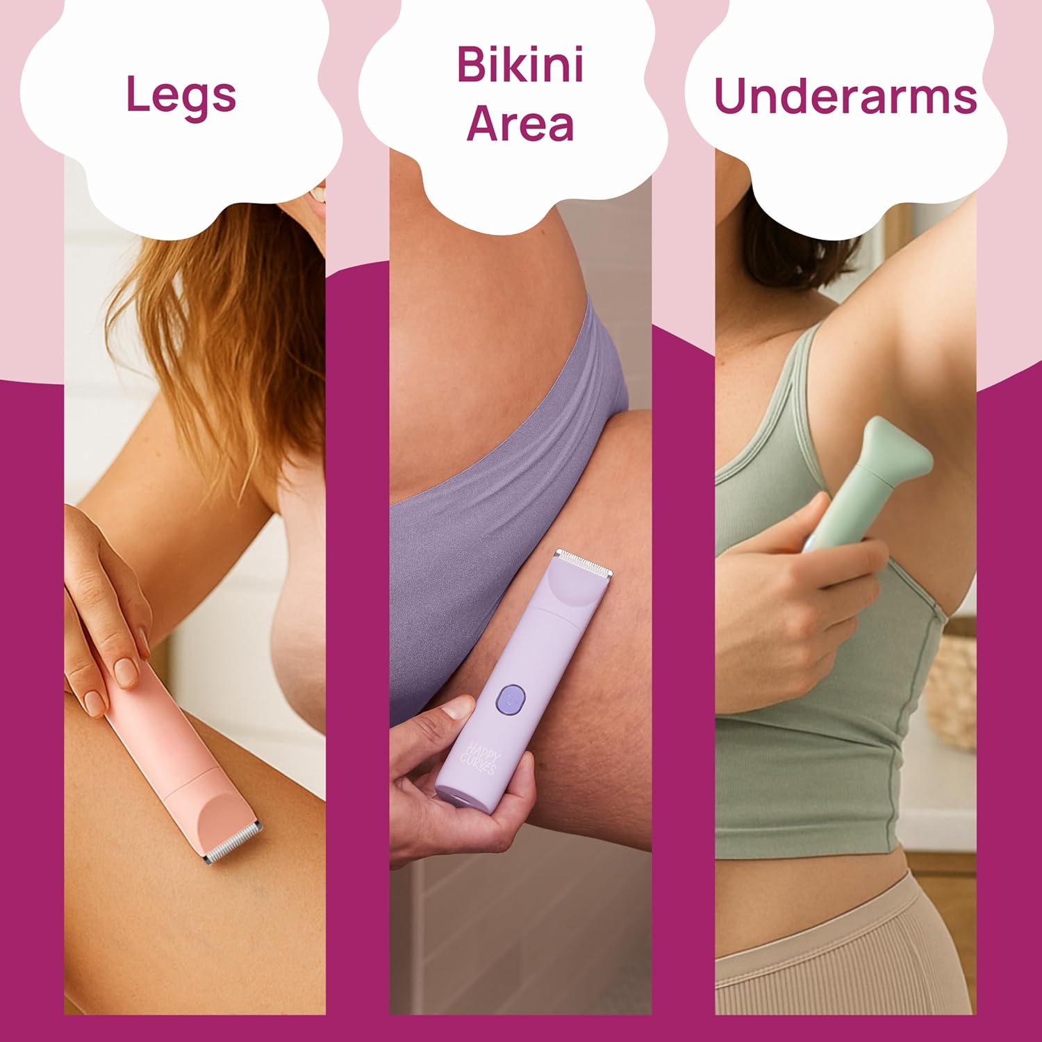 Detalle de HAPPY CURVES Smoothie 2.0 Bikini Trimmer (Electric Razor for Women) – Waterproof, Adjustable Guards