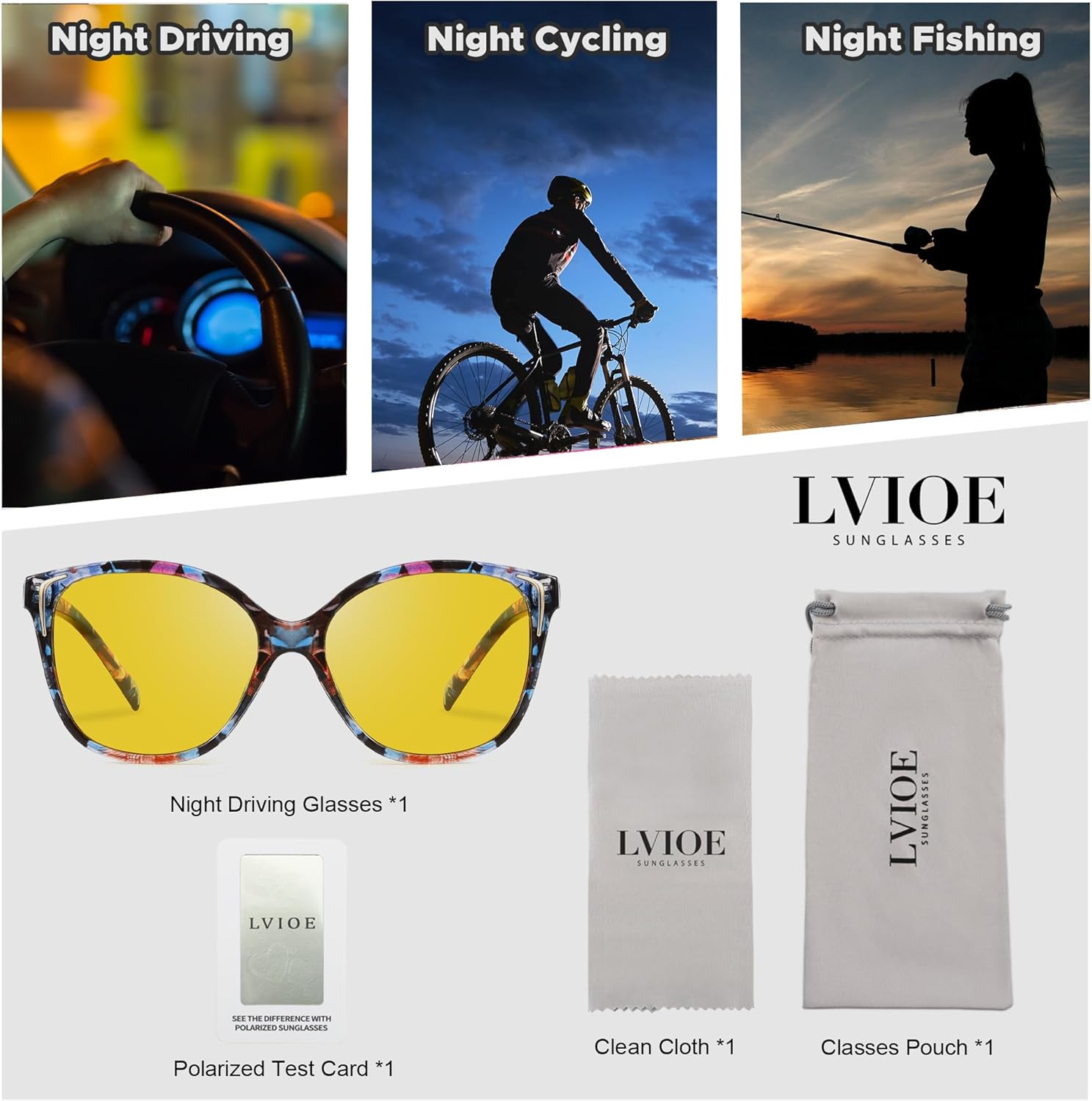 Detalle 2 de LVIOE Polarisiert Nachtfahrbrille 1 Paar