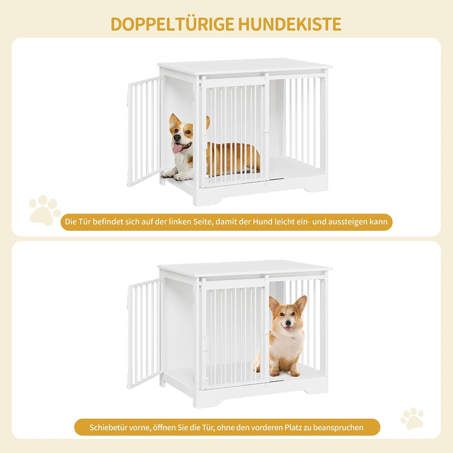 Detalle de Hzuaneri DFC83613W Hundebox 81 cm Holz für Zuhause