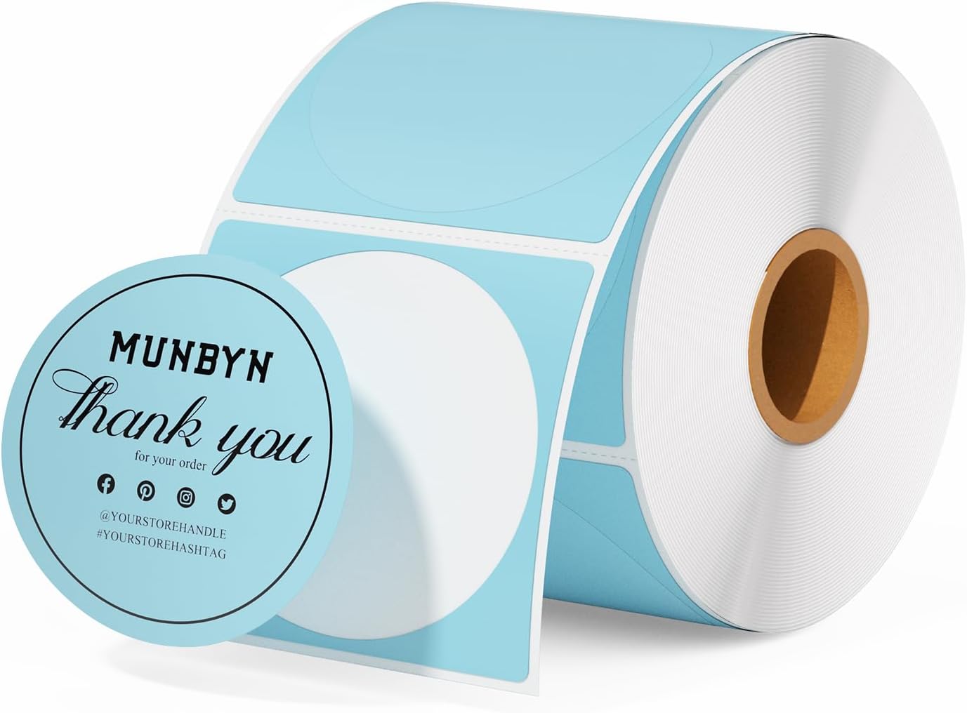 Detalle de MUNBYN 50x50mm Blue Circle Thermal Sticker Labels 750