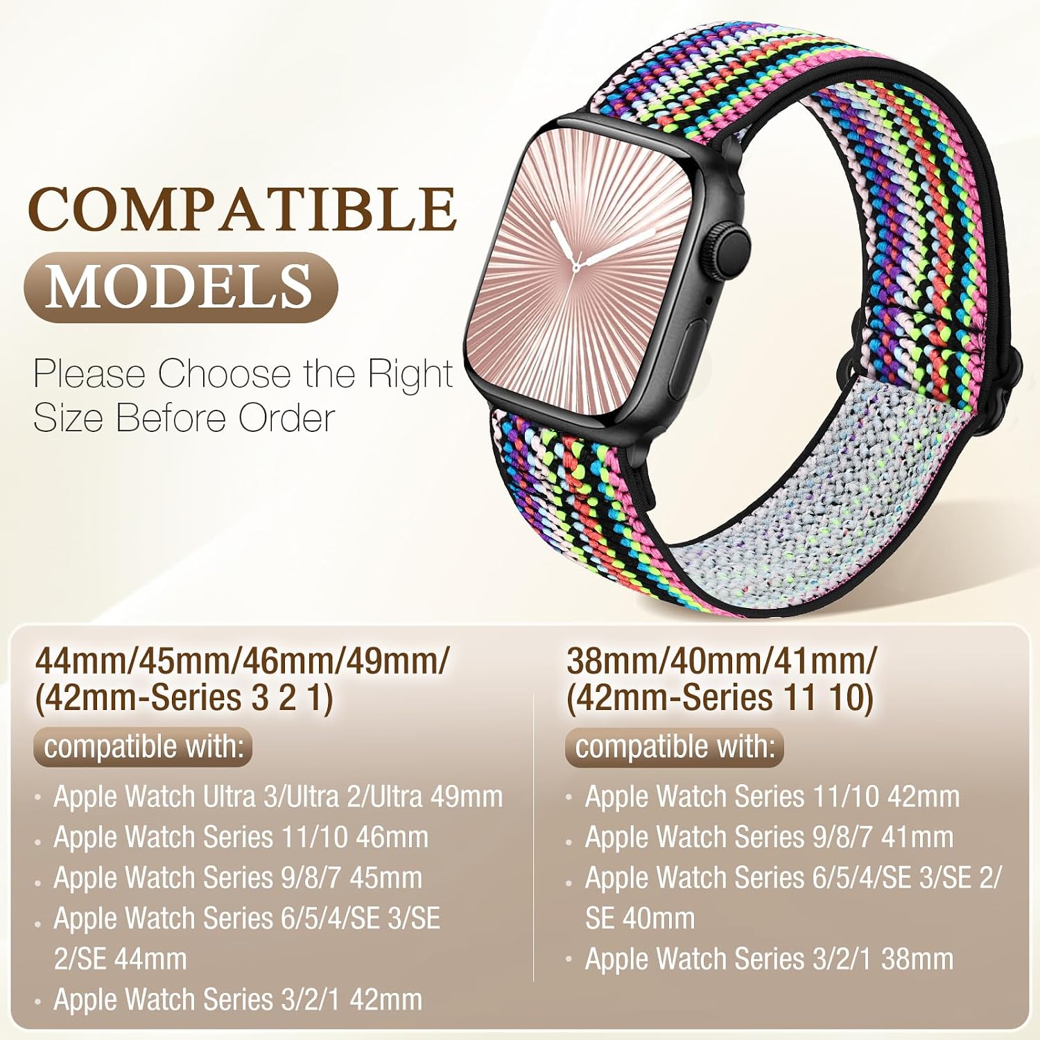 Thumbnail 2 de WNIPH Elastic Arm/Ankle/Bicep Straps for Apple Watch: 2-Pack Nylon Straps to fit 42–49mm (Series 1–Ultra 3) – UK