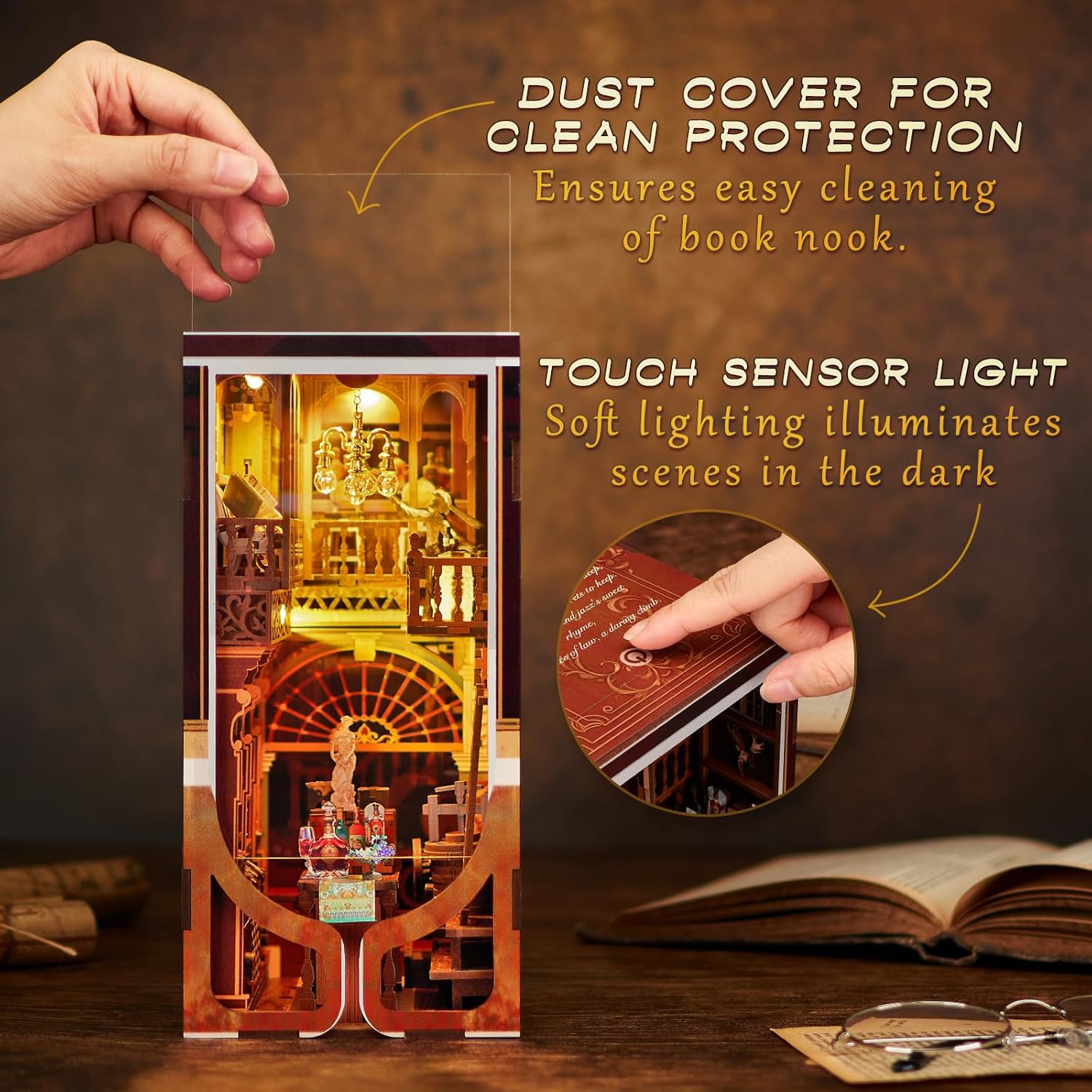 Detalle 2 de MiniCity Book Nook Kit 3D Holzpuzzle für Buchstütze