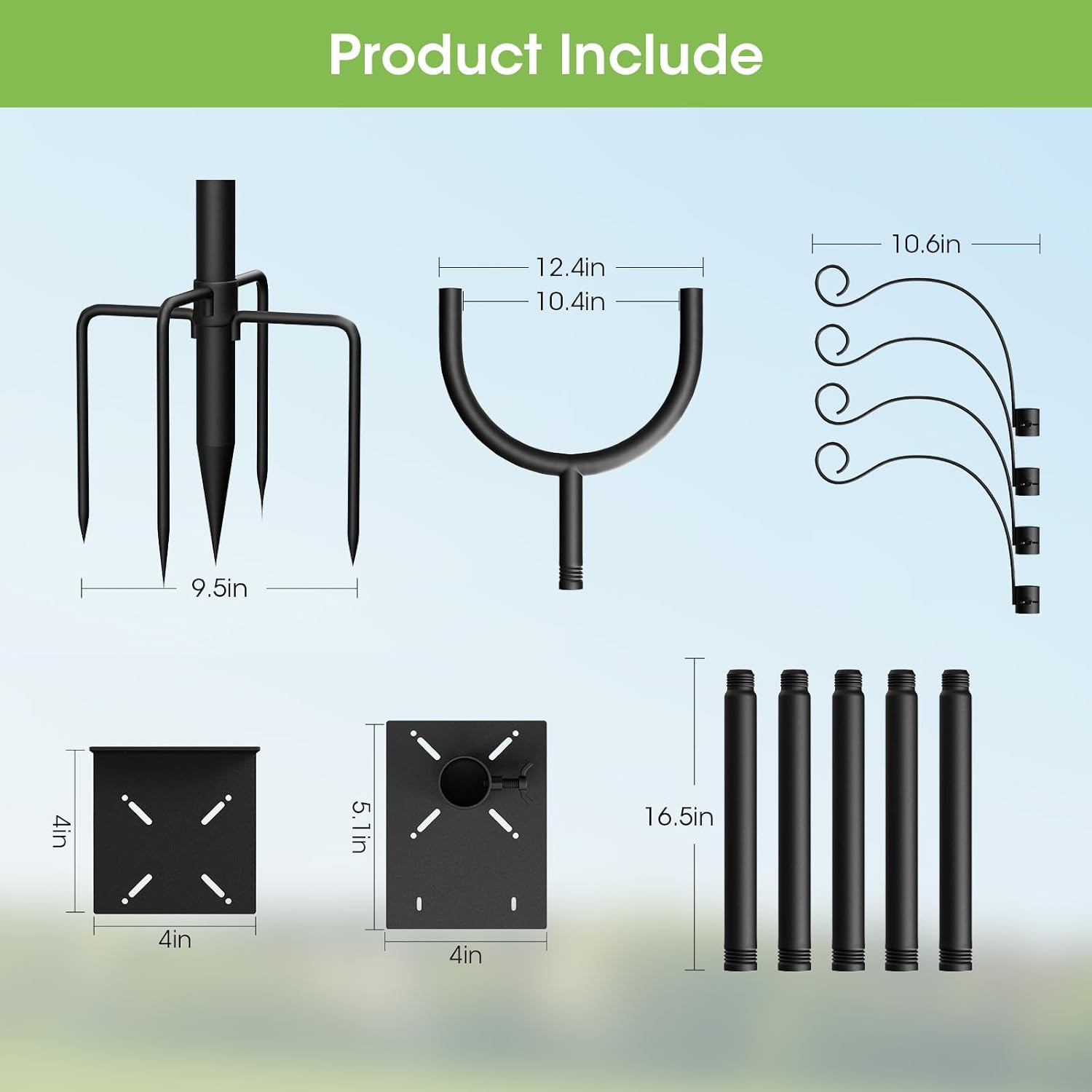Thumbnail 5 de MQHUAYU Adjustable Bird Feeder Pole (47–108 inch) with 5-Prong Ground Stake and Squirrel Baffle