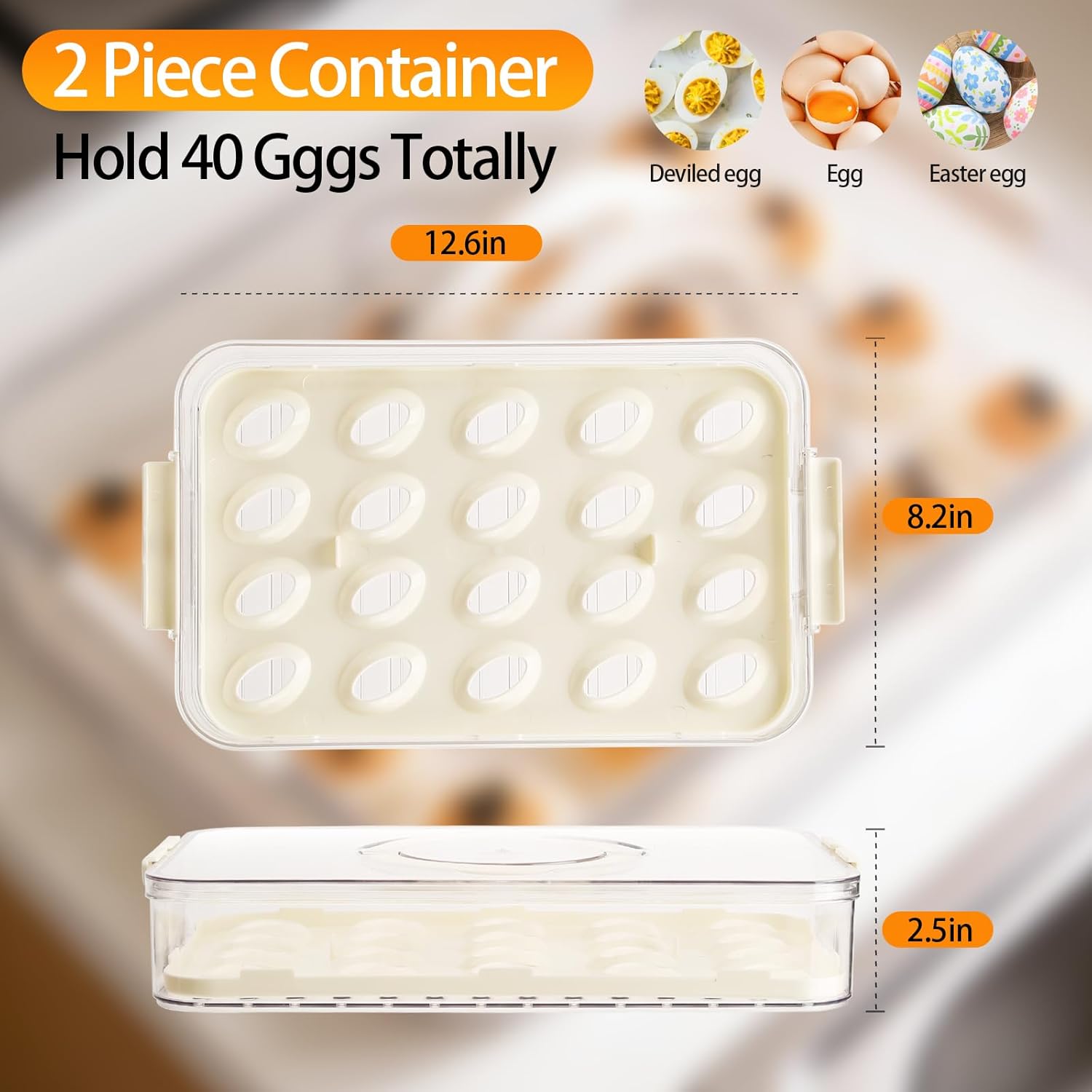Thumbnail 1 de Deviled Egg Containers with Lid, 2-Pack: 40-Egg Capacity Stackable Carrier for Picnics and Parties