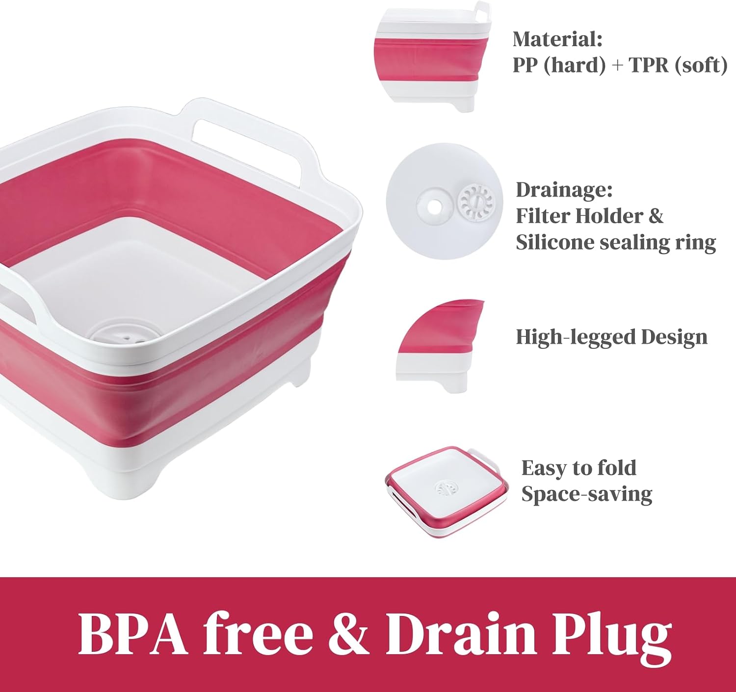 Thumbnail 2 de GIMWA Collapsible Dish Basin, 2.4 Gallons