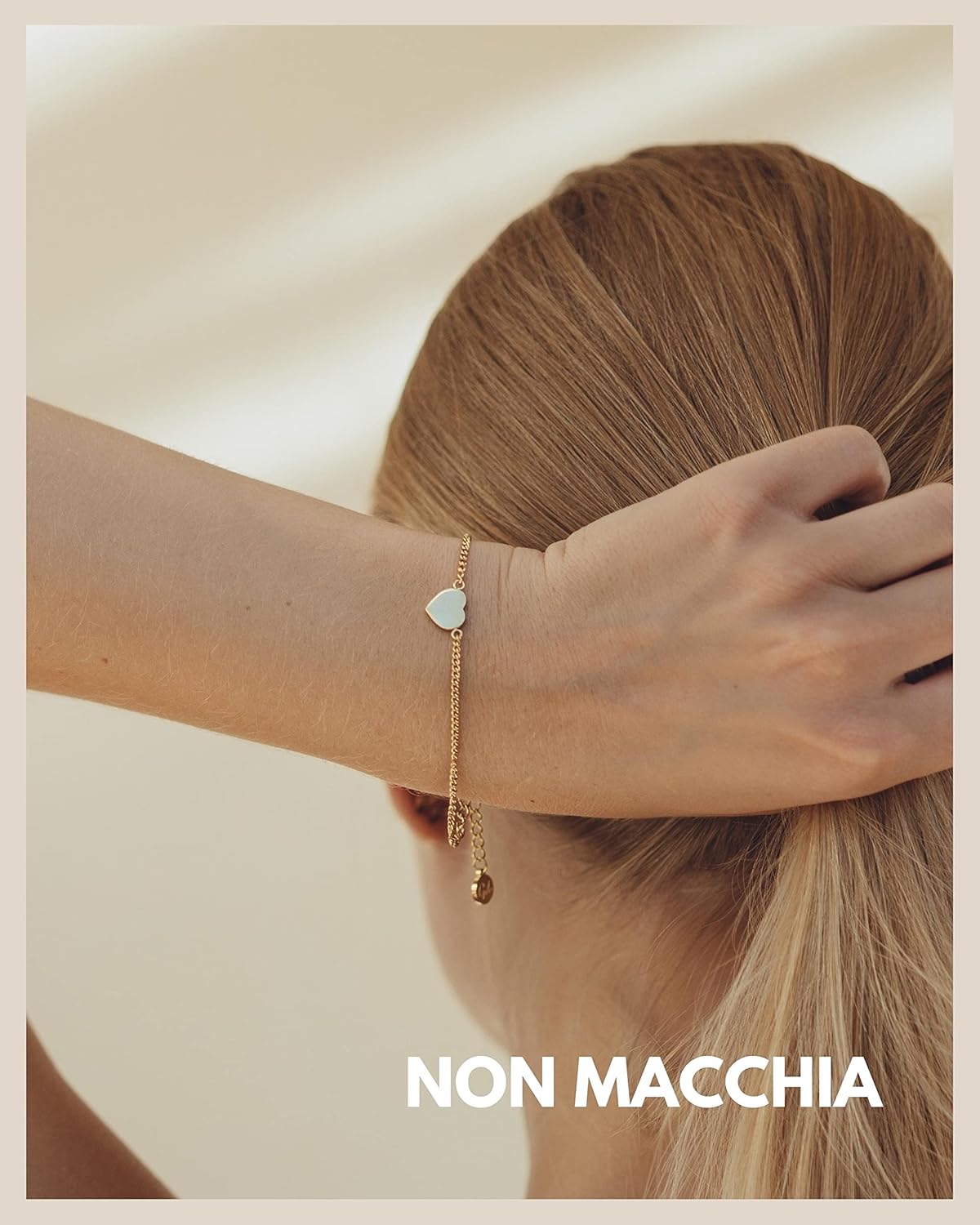 Detalle de GD GOOD.designs bracciale cuore da donna regolabile (15,5–20,5 cm) in acciaio 316L