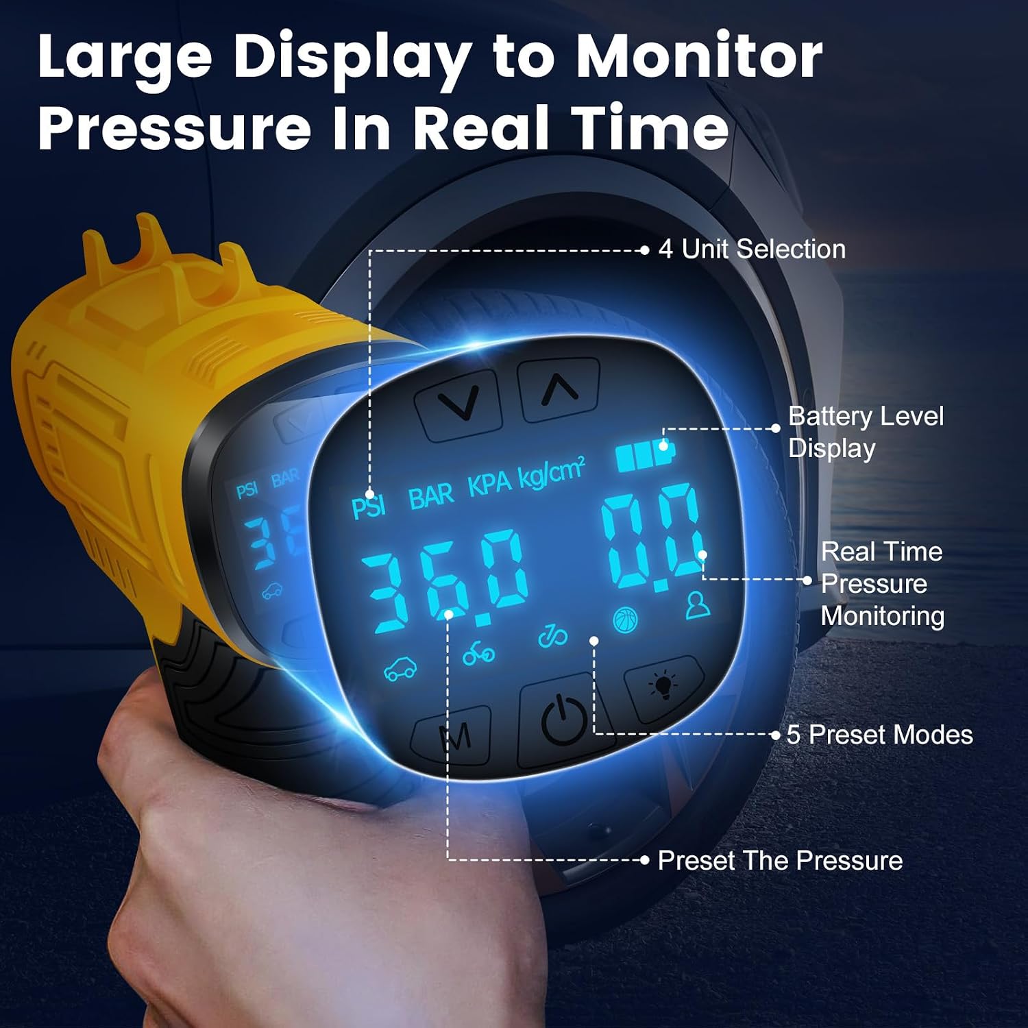 Detalle 2 de Cordless Tyre Inflator 25L/min Handheld