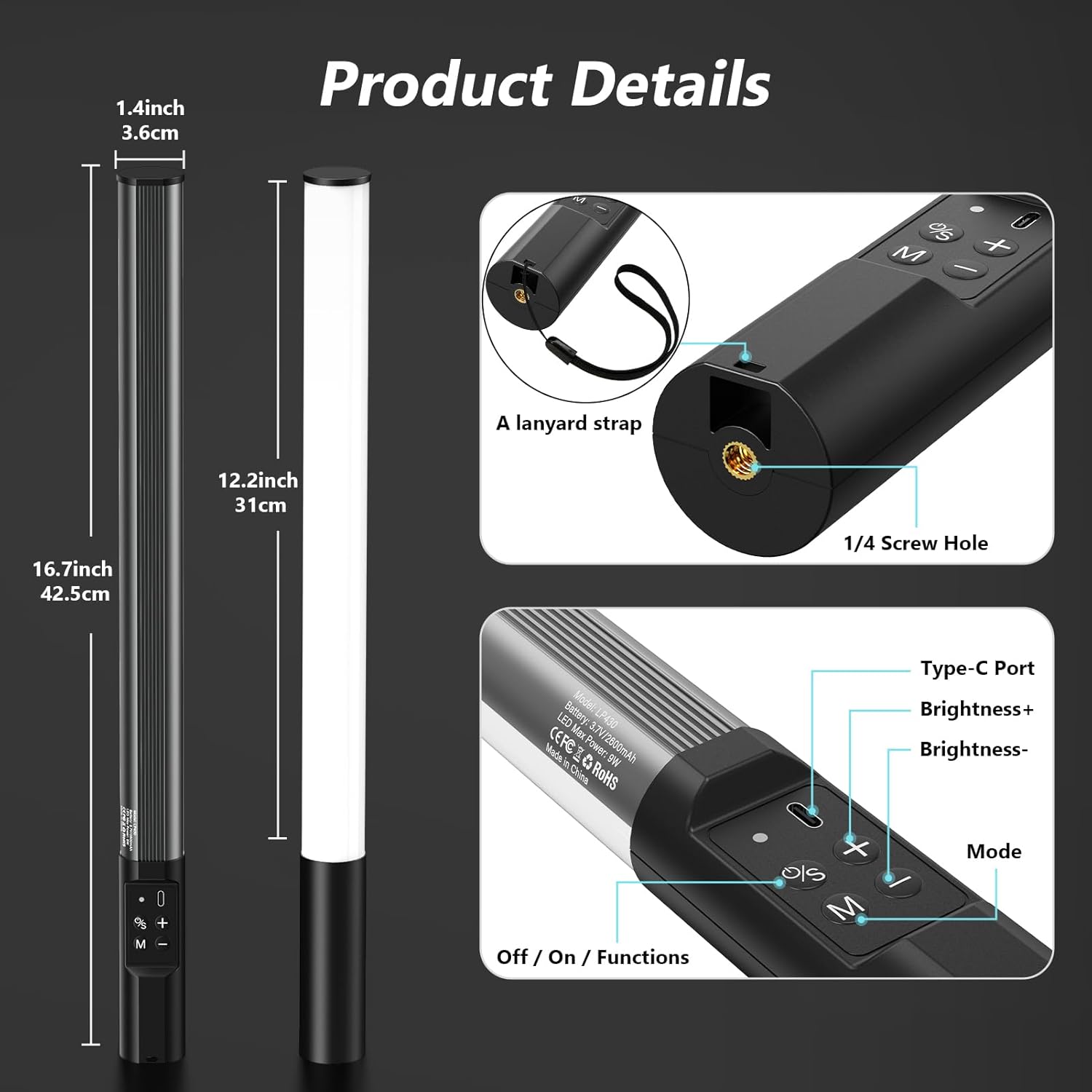 Detalle de Heysliy Photography Light Wand RGB 1000 lm
