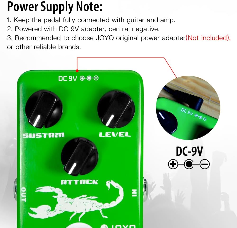 Detalle de JOYO JF-10 Dyna Compressor Guitar Pedal with Sustain, Attack and True Bypass
