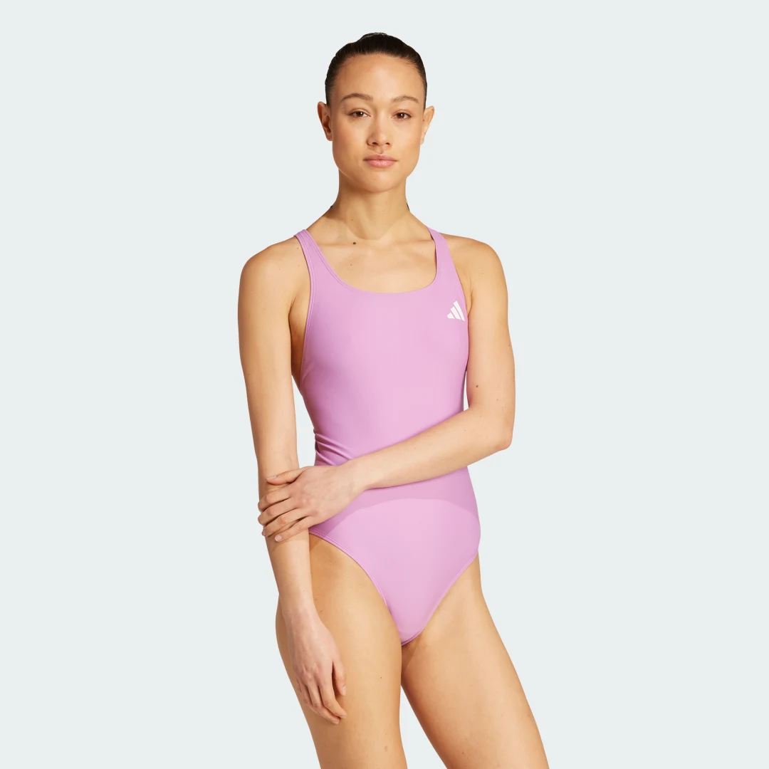 Detalle de Bañador de espalda con tirantes en V de Adidas — color Violeta