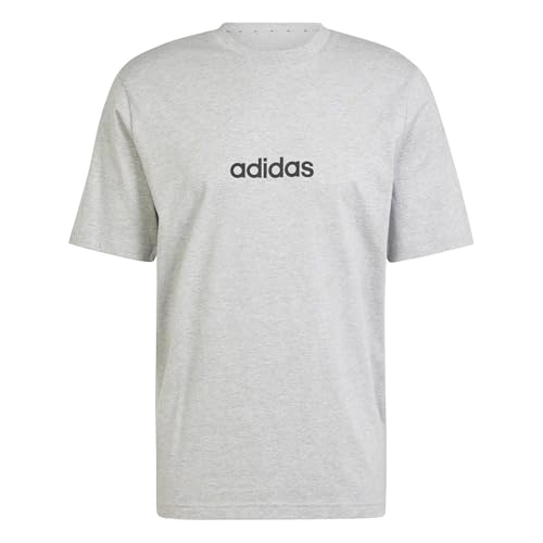 Detalle de Adidas Uomo Essentials Linear Single Jersey Shirt – Girocollo, Regular Fit, 100% Cotone