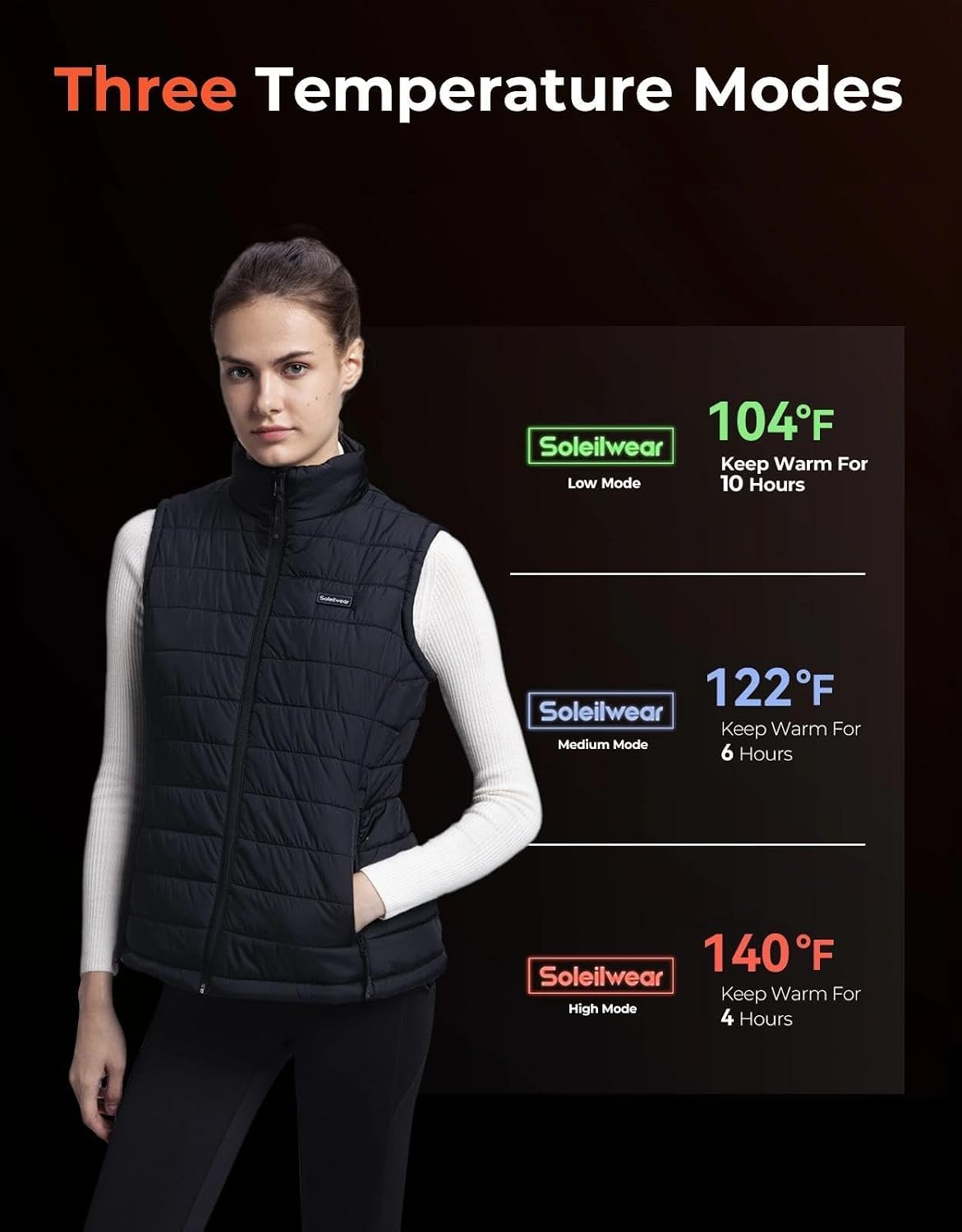 Detalle de Soleilwear Women's Heated Vest with 9 Heated Zones